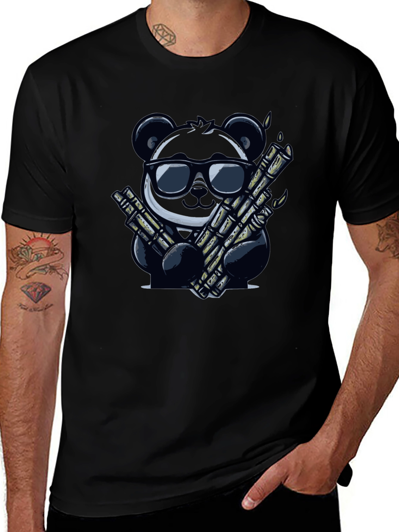 Cool Panda Graphic Tee - Black Cotton T-Shirt