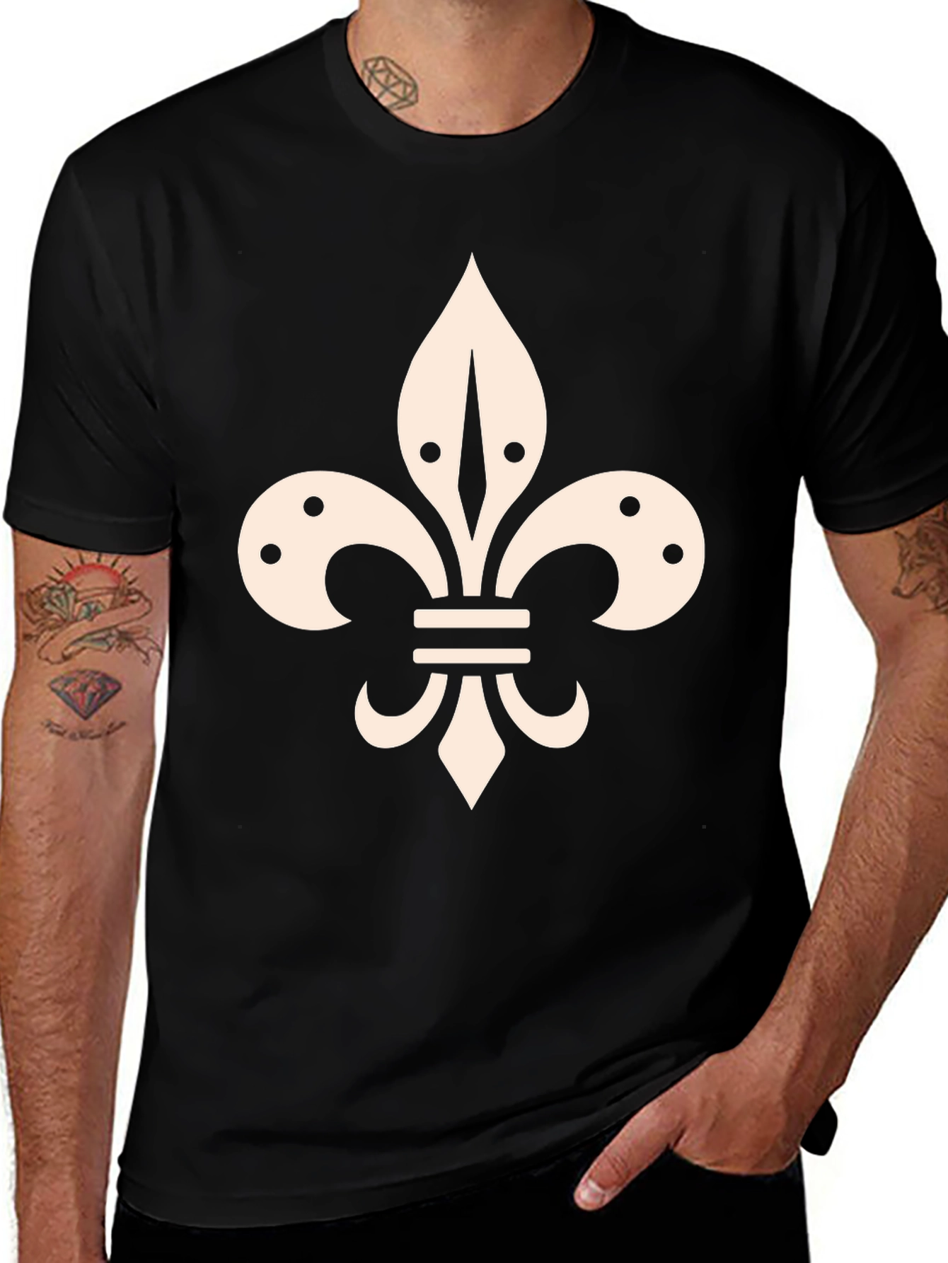 Fleur-de-lis Graphic Tee - Stylish Black T-Shirt