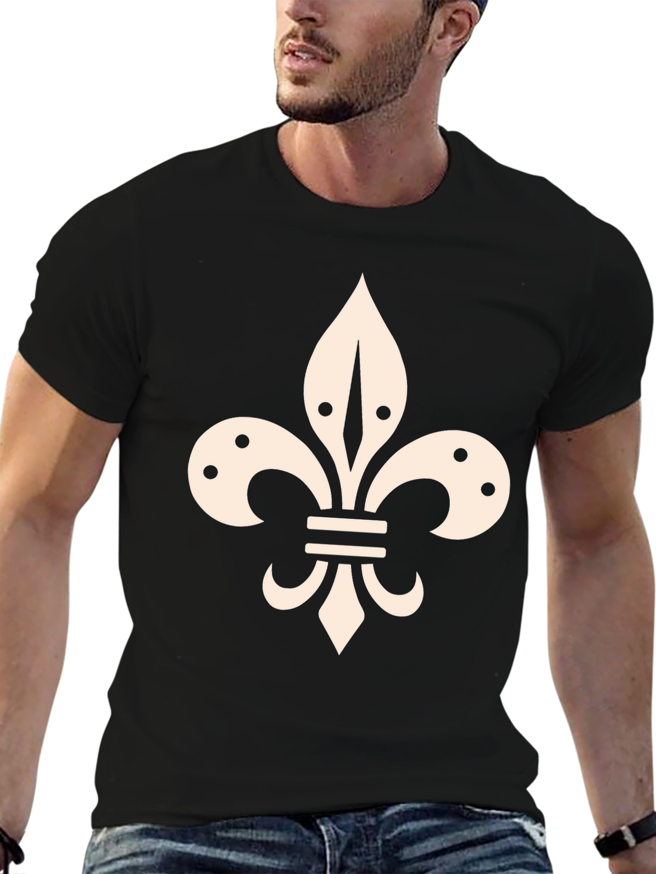 Fleur-de-lis Graphic Tee - Stylish Black T-Shirt