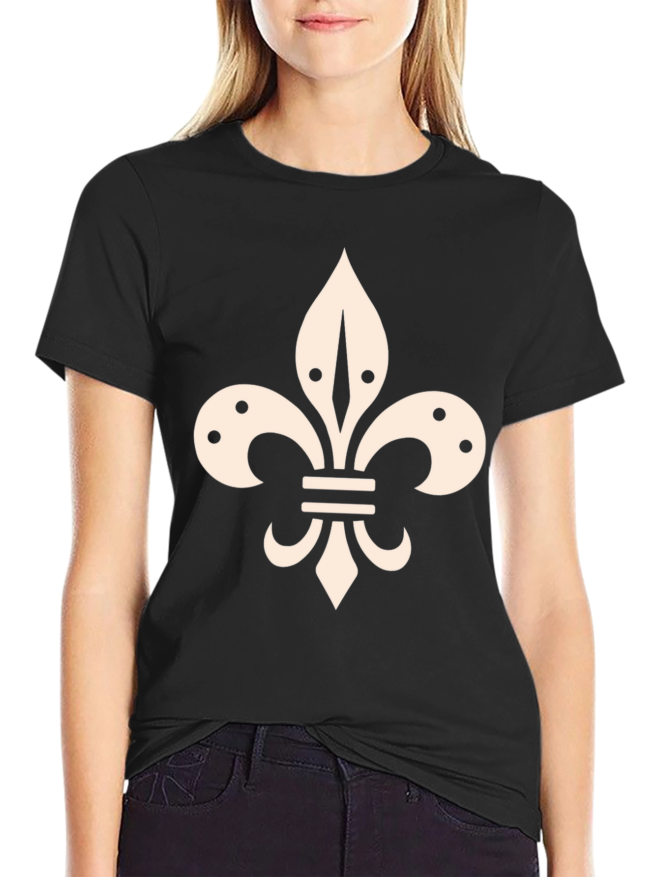 Fleur-de-lis Graphic Tee - Stylish Black T-Shirt