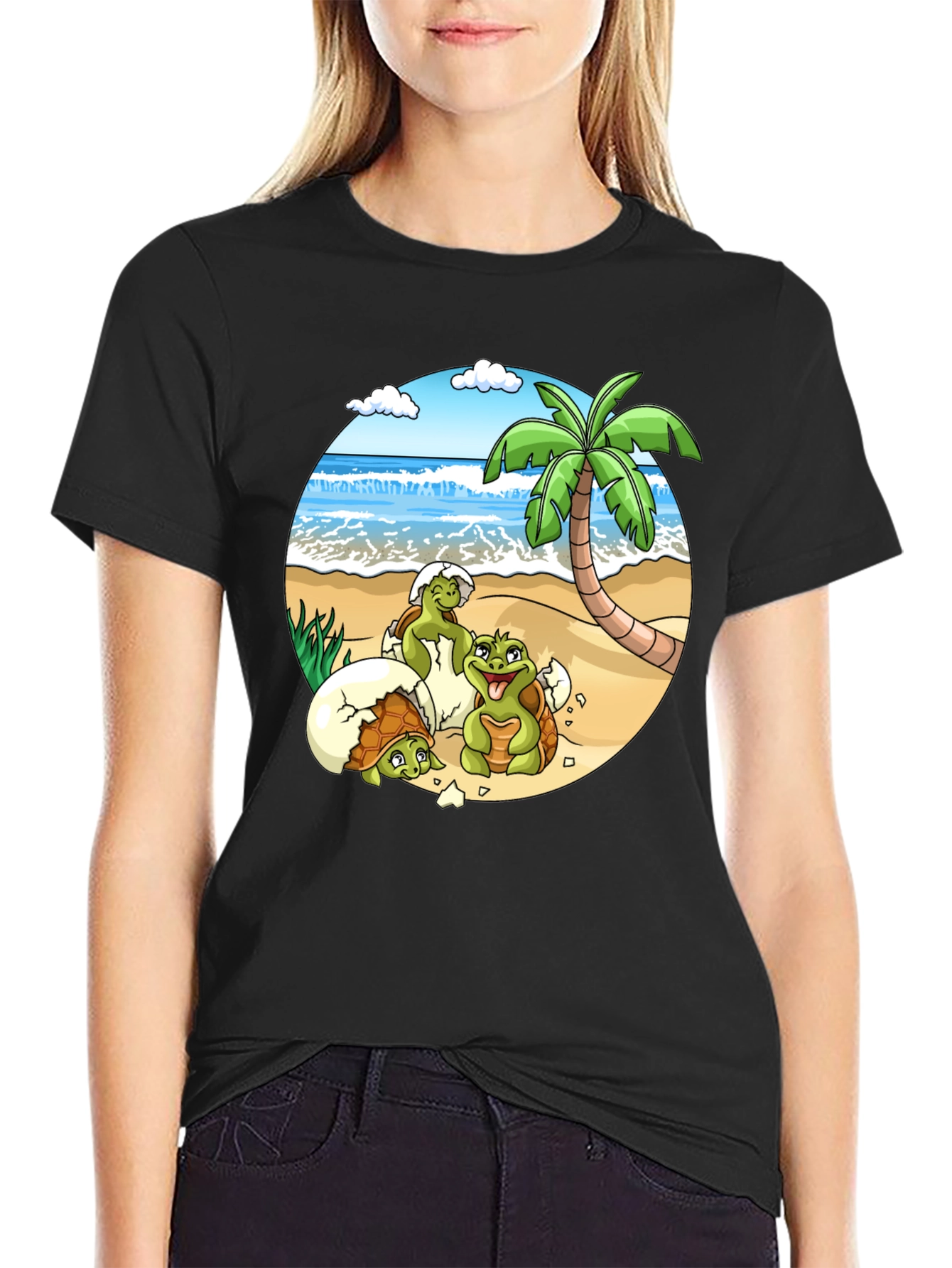 Turtle Hatchlings Beach Graphic Tee - Island Life Shirt