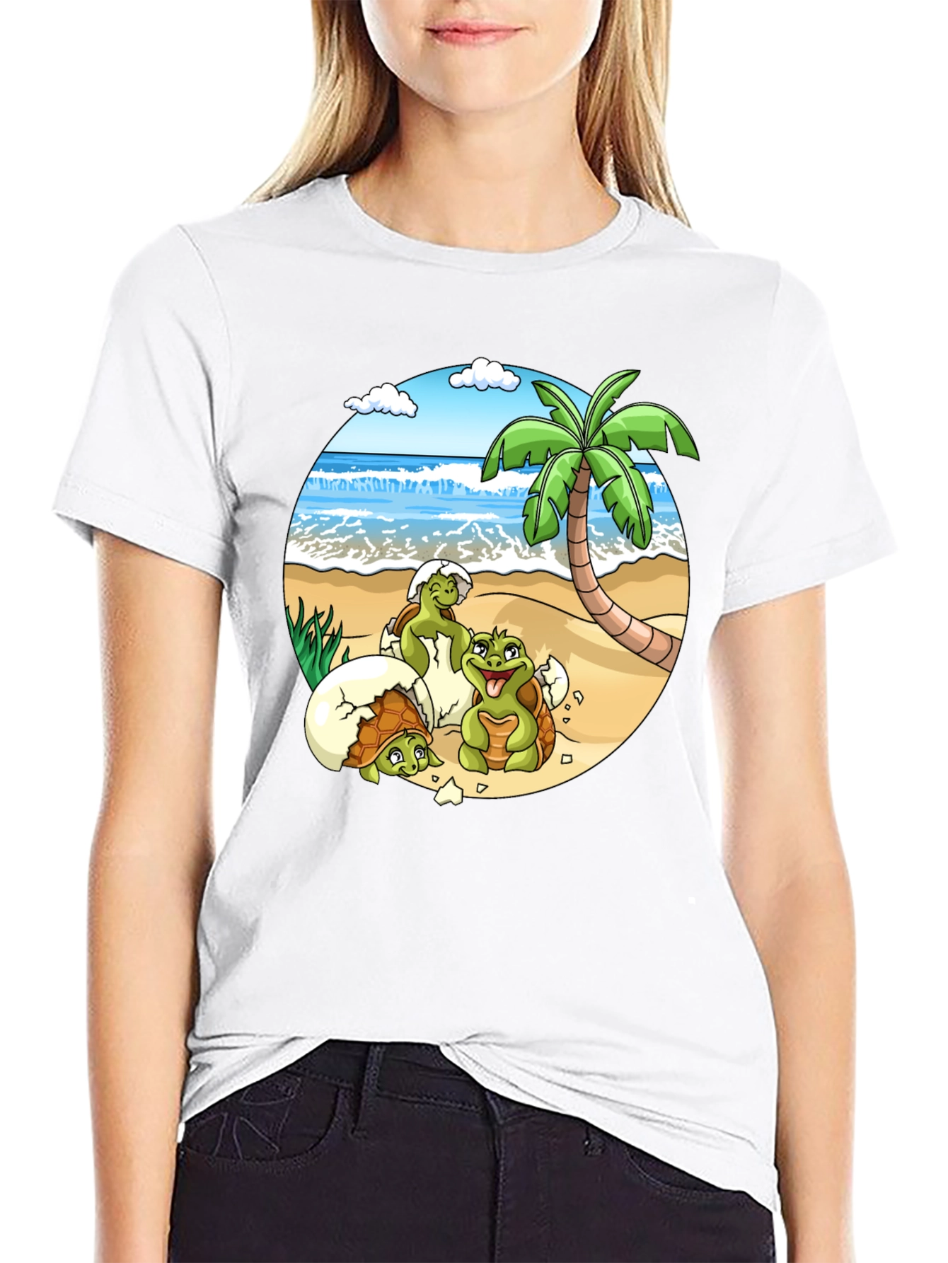 Turtle Hatchlings Beach Graphic Tee - Island Life Shirt