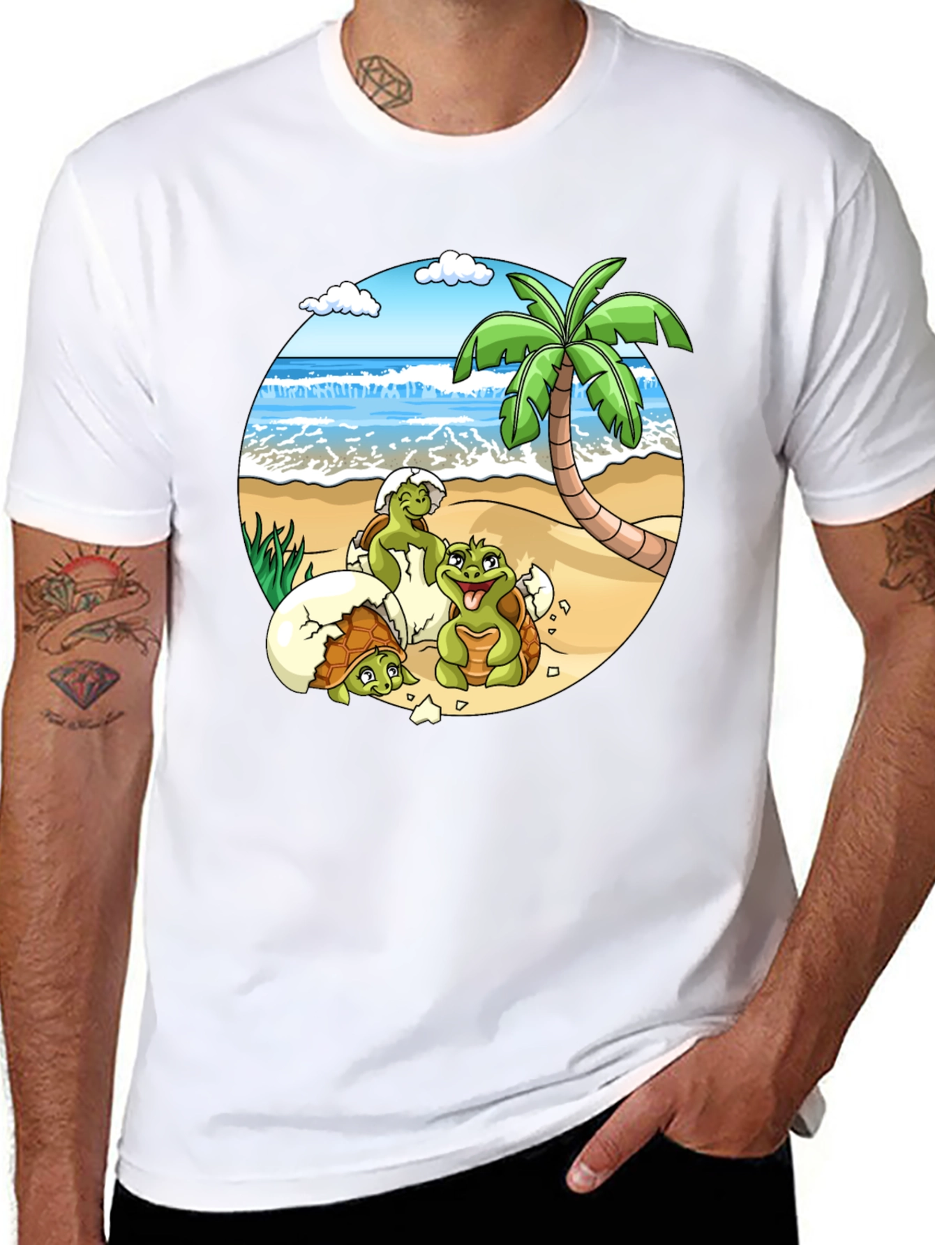 Turtle Hatchlings Beach Graphic Tee - Island Life Shirt