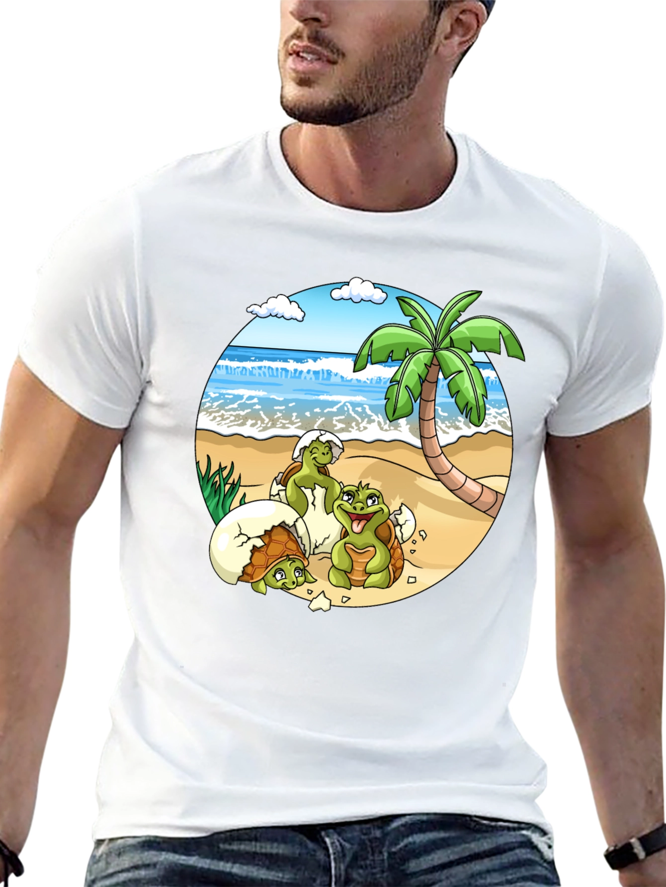 Turtle Hatchlings Beach Graphic Tee - Island Life Shirt
