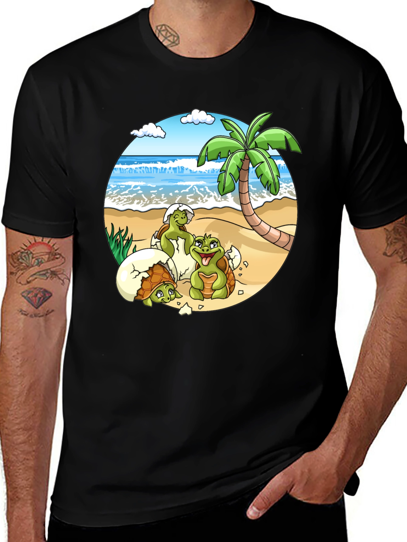 Turtle Hatchlings Beach Graphic Tee - Island Life Shirt