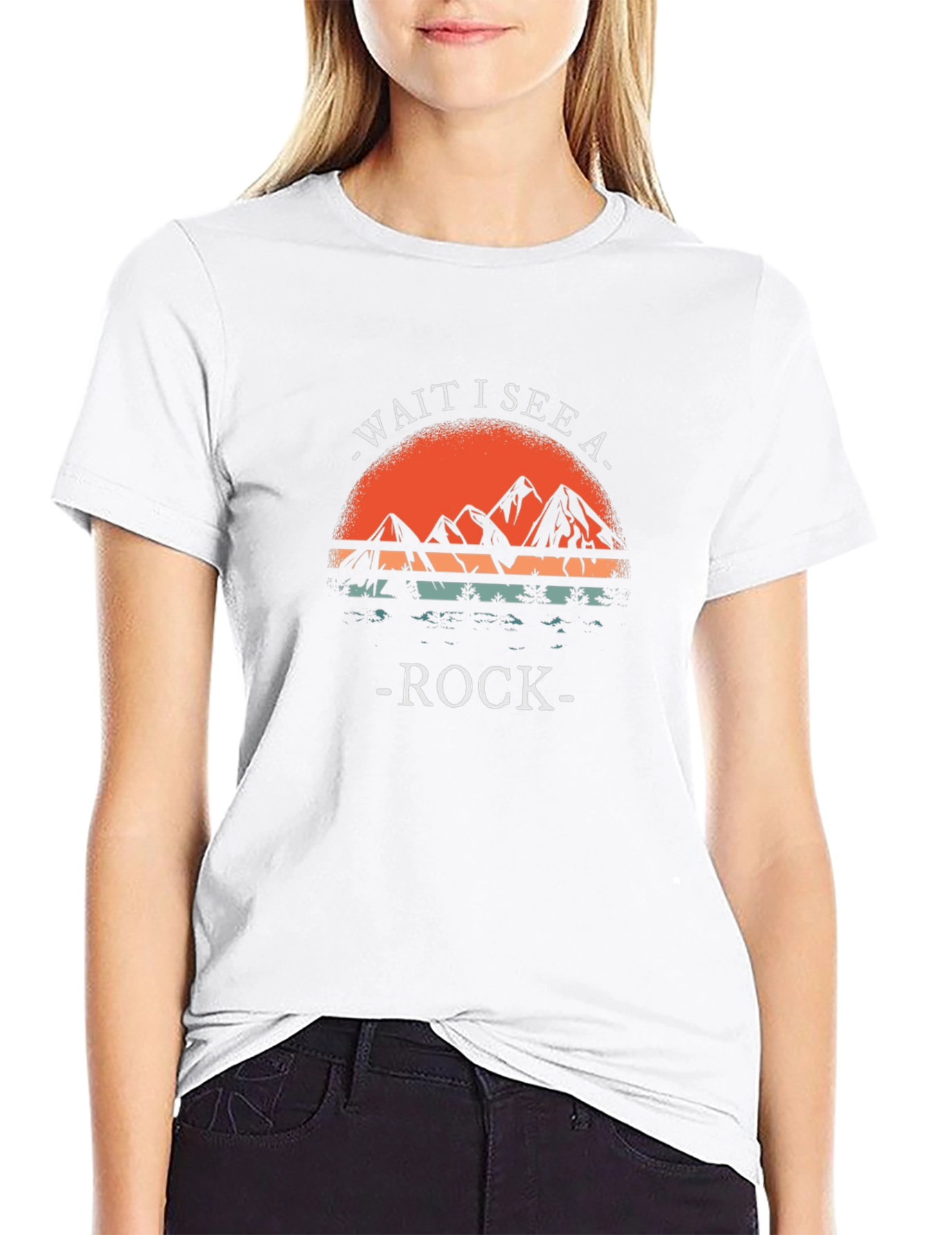 Wait I See A Rock T-Shirt Mountain Sunset Design