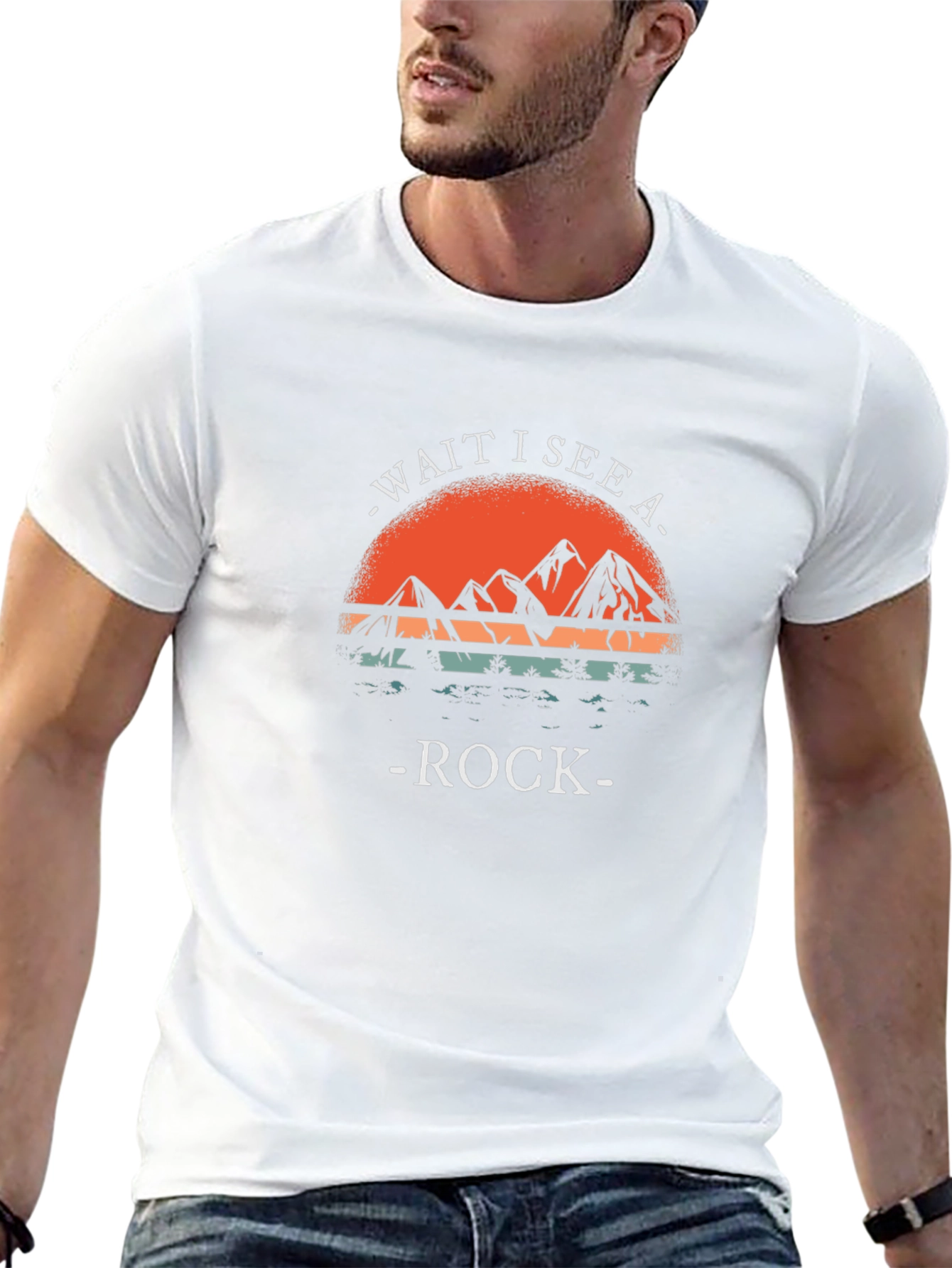 Wait I See A Rock T-Shirt Mountain Sunset Design