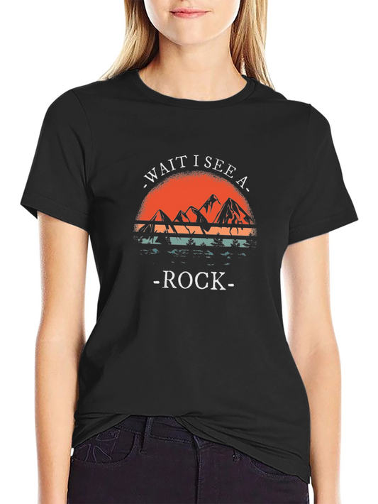 Wait I See A Rock T-Shirt Mountain Sunset Design
