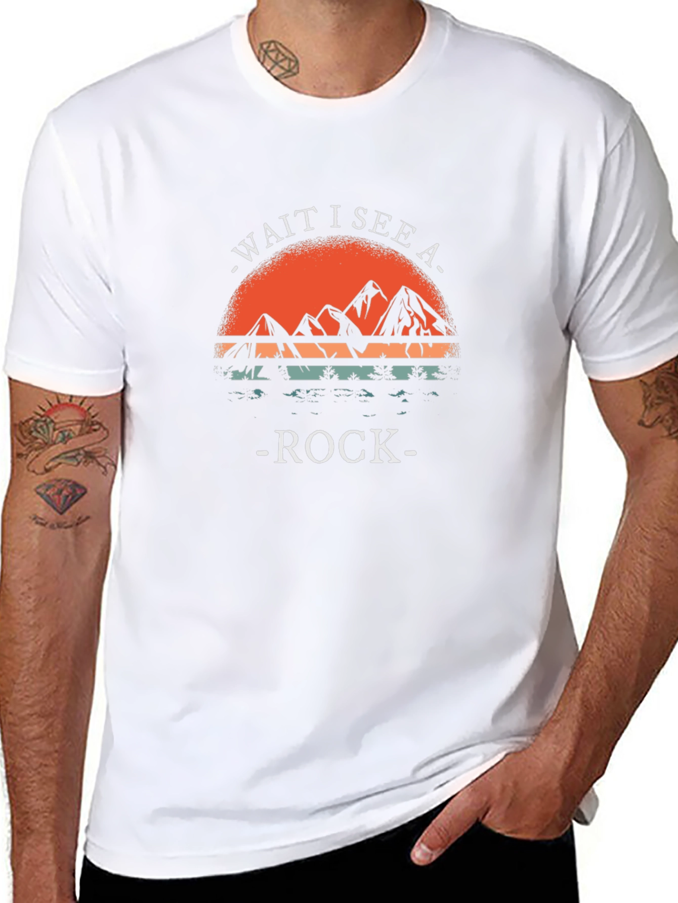 Wait I See A Rock T-Shirt Mountain Sunset Design