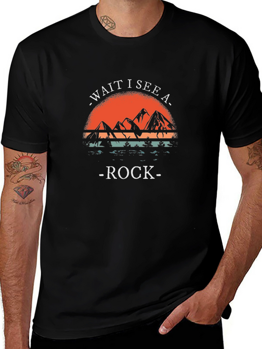 Wait I See A Rock T-Shirt Mountain Sunset Design