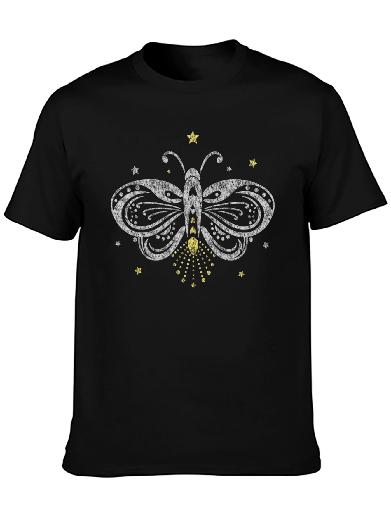 Butterfly Graphic Print Black T-Shirt