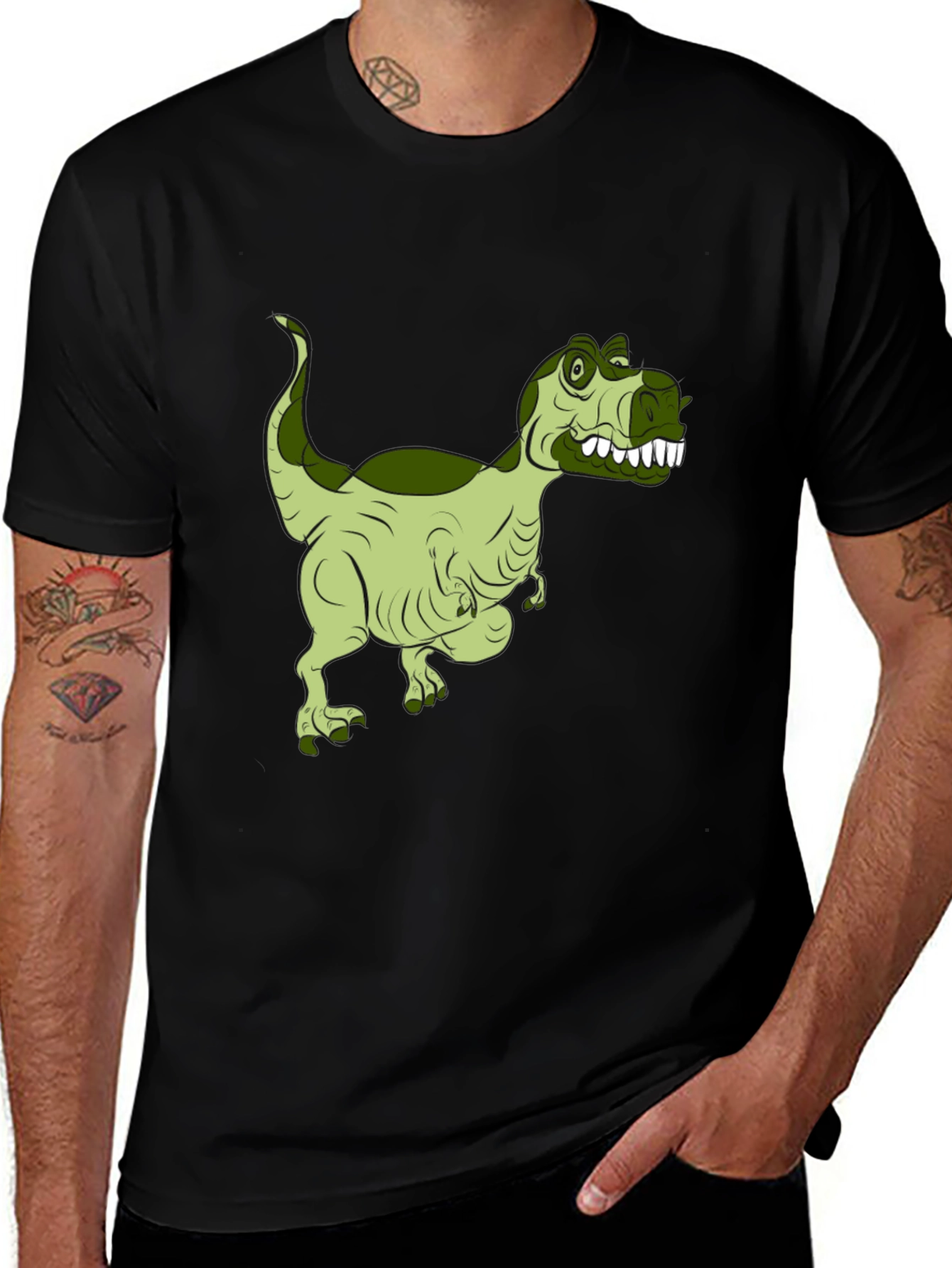 Dinosaur Graphic Print Black T-Shirt