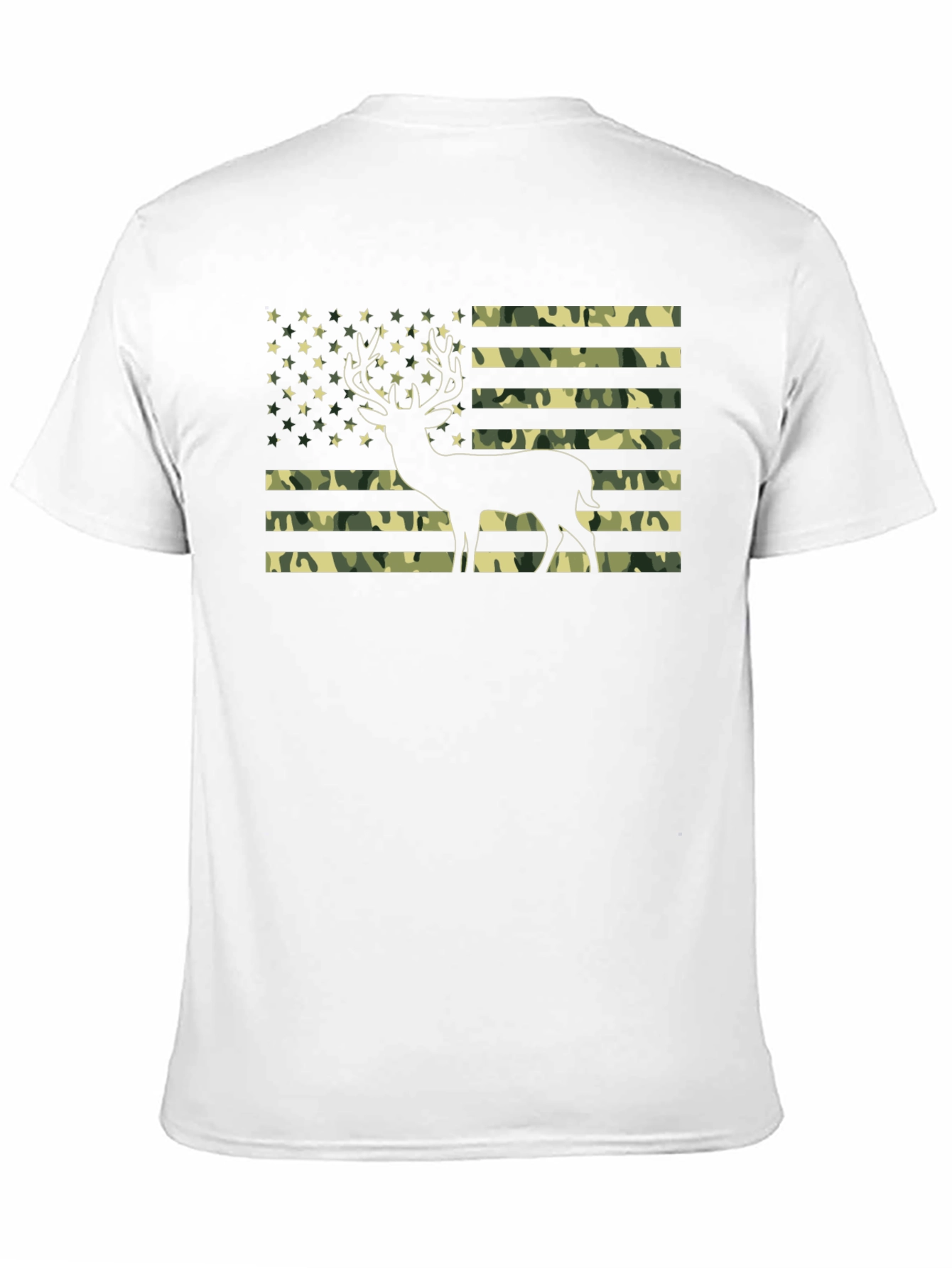 Camo American Flag Deer Graphic T-Shirt