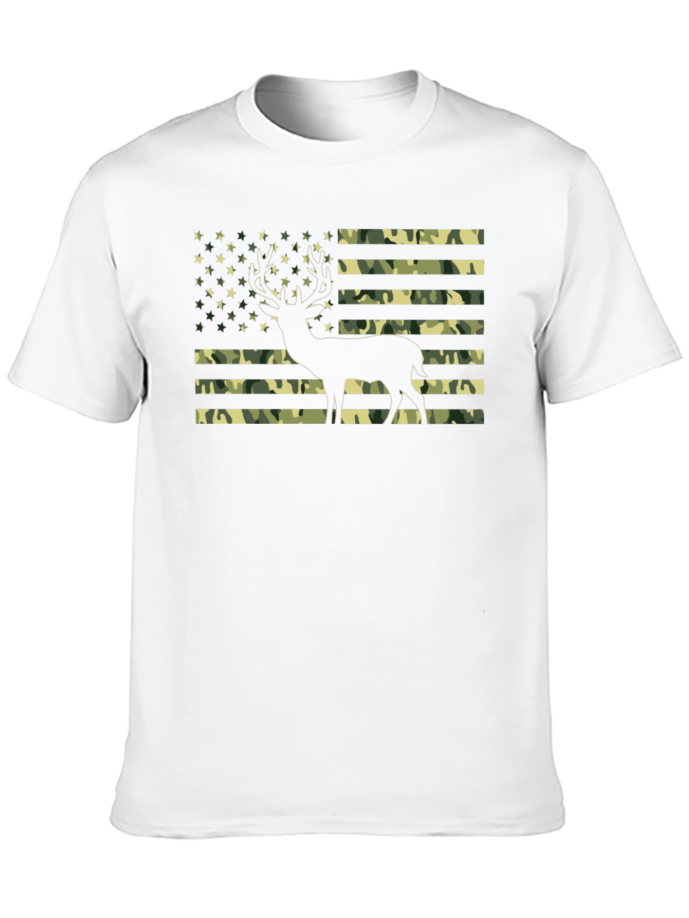 Camo American Flag Deer Graphic T-Shirt