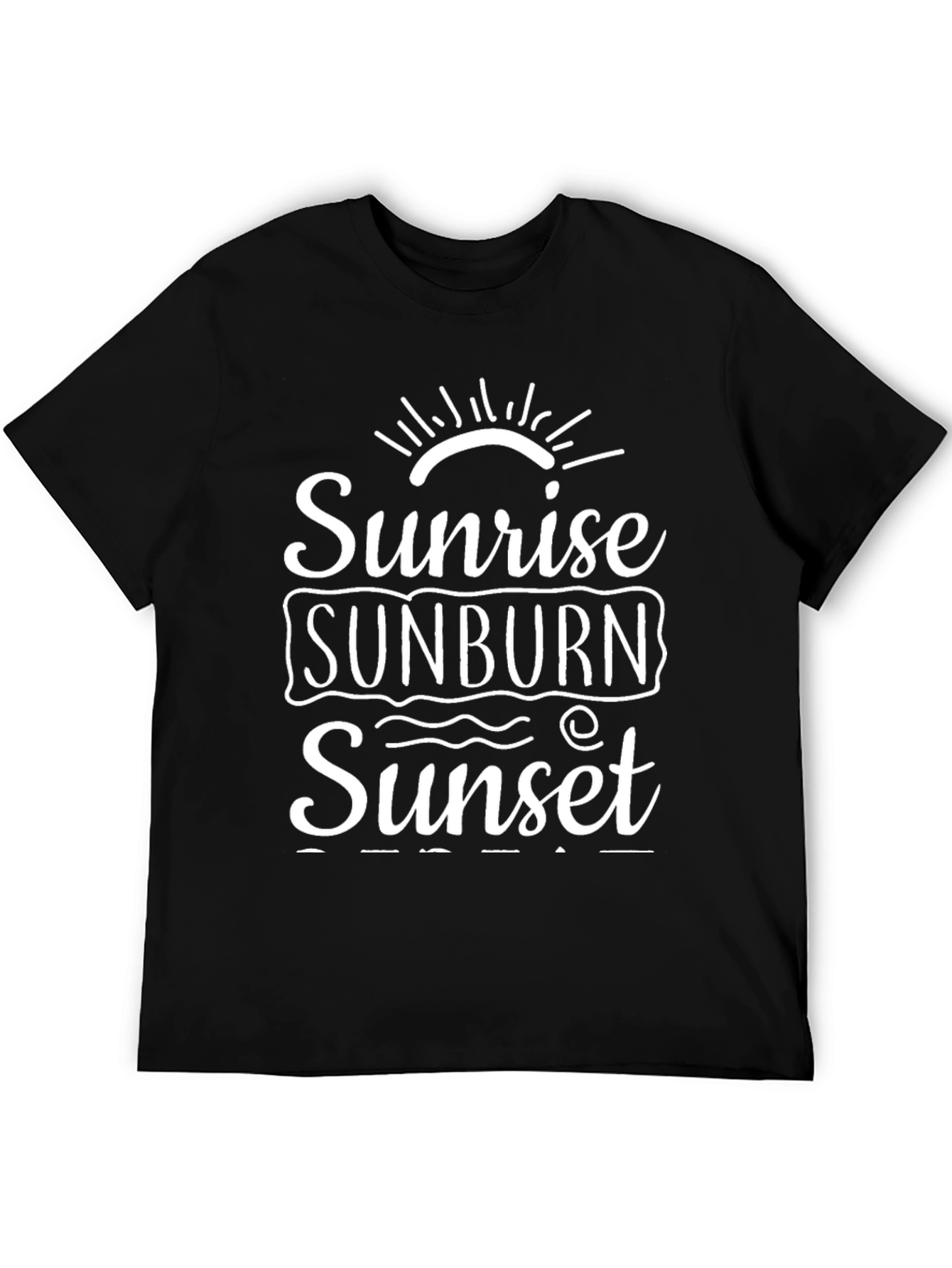Sunrise Sunburn Sunset Black Graphic T-Shirt
