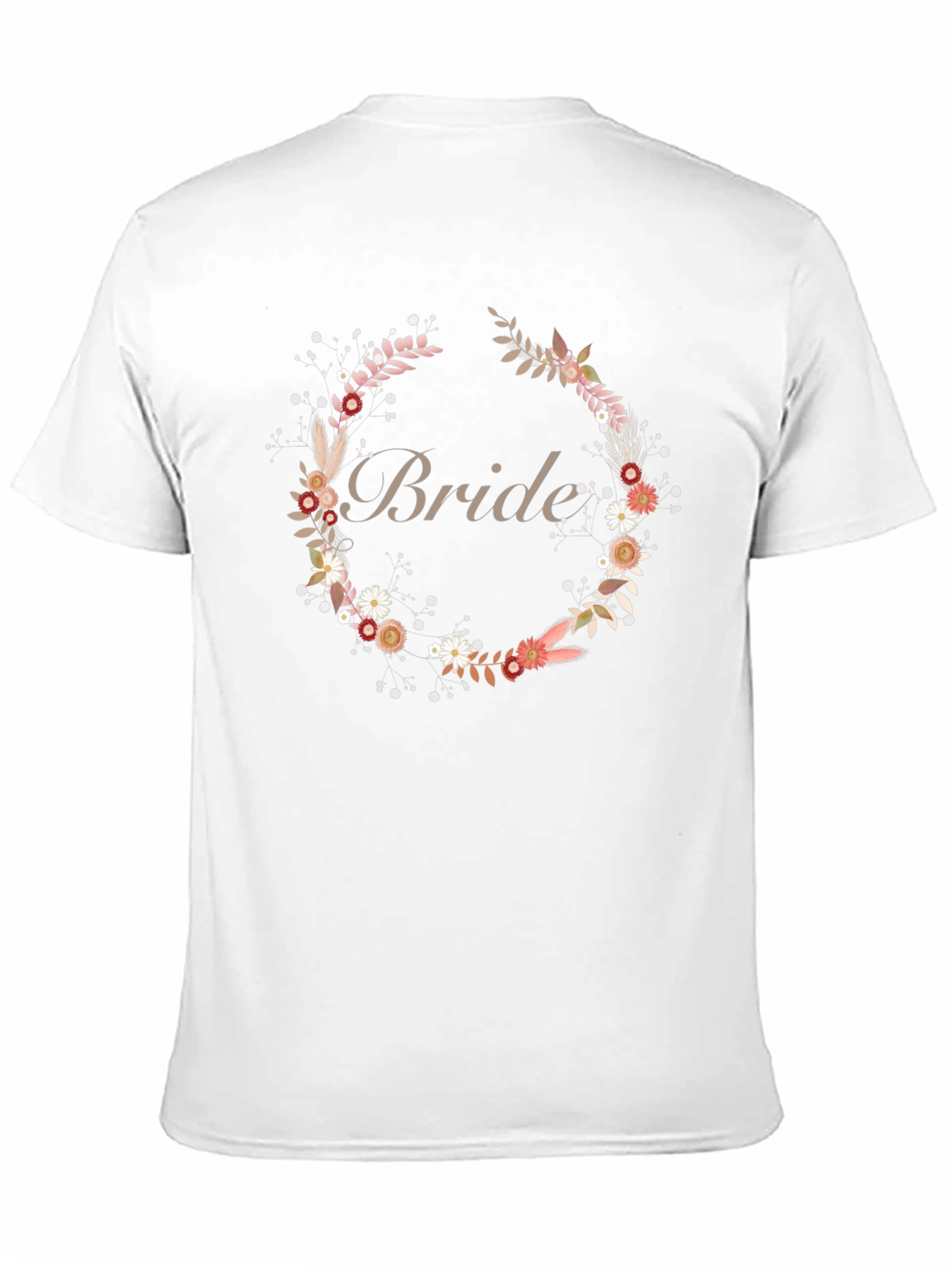 Bride Floral Wreath Black T-Shirt