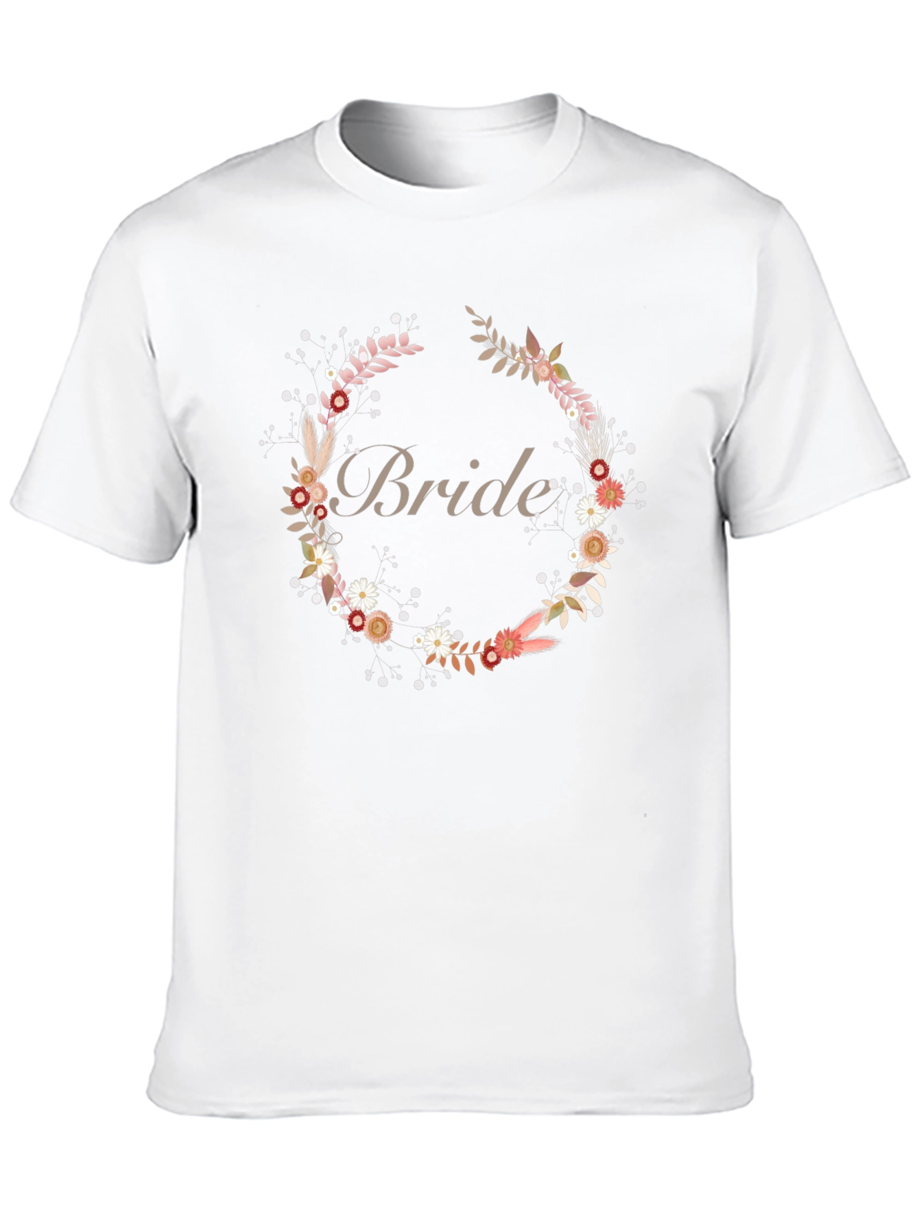 Bride Floral Wreath Black T-Shirt