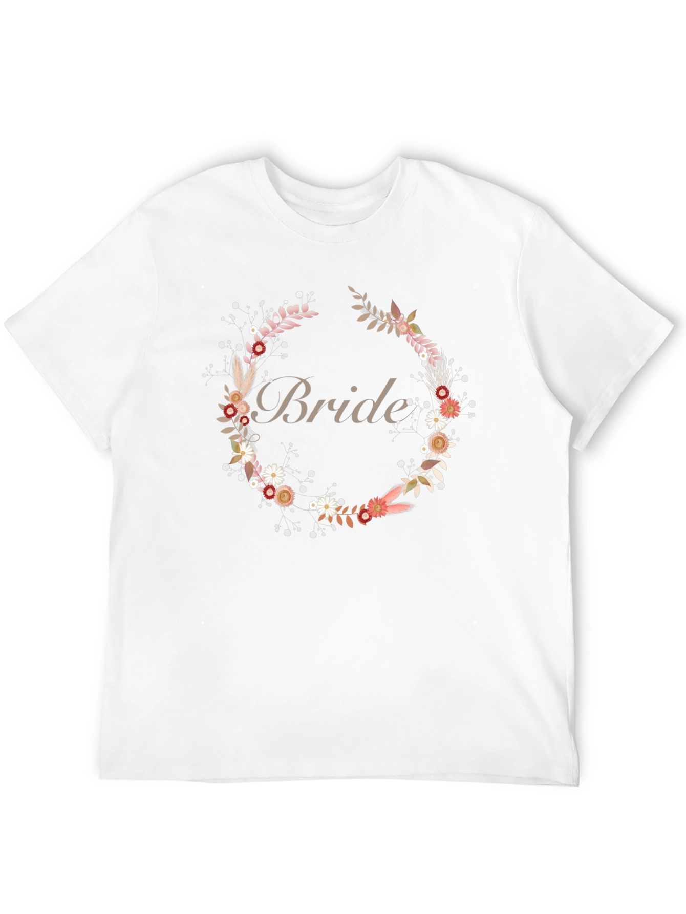 Bride Floral Wreath Black T-Shirt