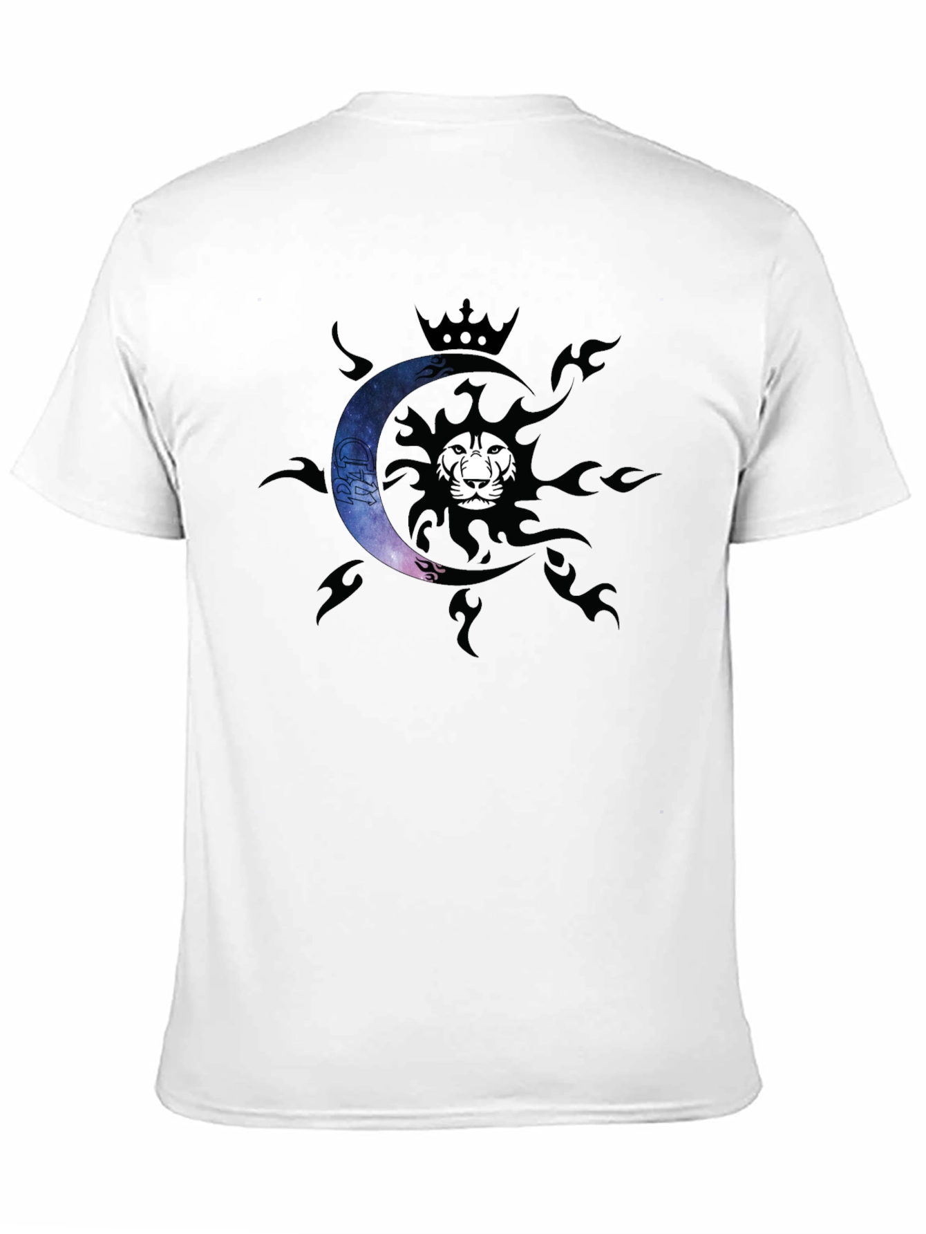 Lion Sun & Moon Crown Graphic Tee - Black