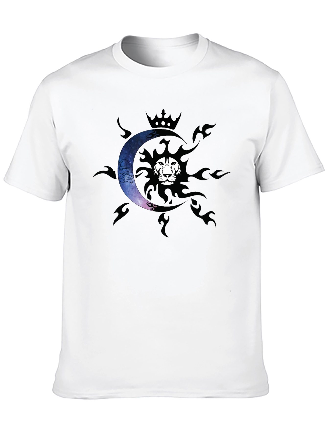 Lion Sun & Moon Crown Graphic Tee - Black