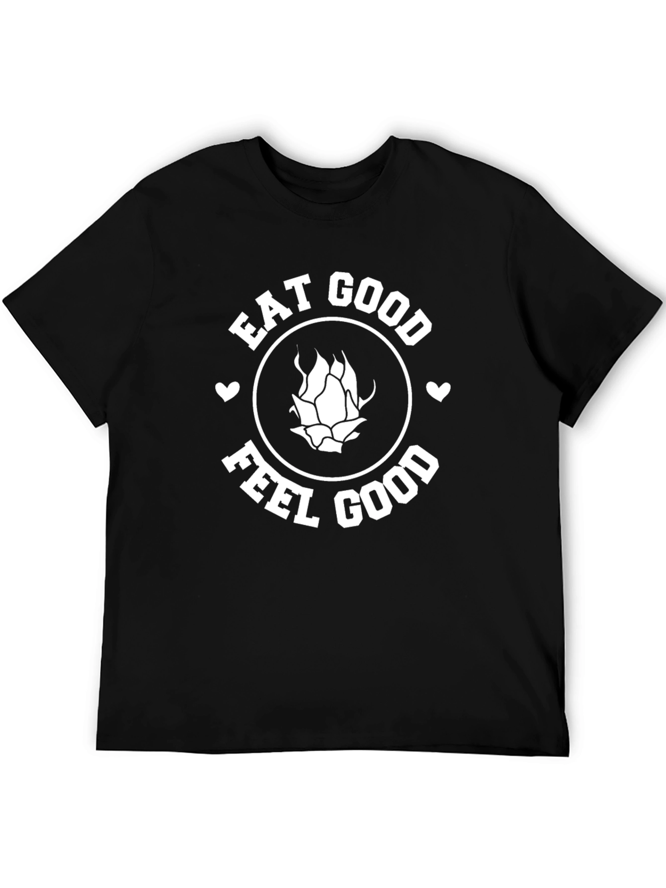 Eat Good Feel Good Black Graphic T-Shirt