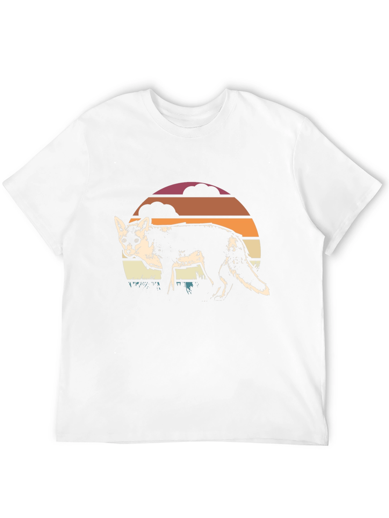 Retro Fox Graphic Tee - Sunset Design