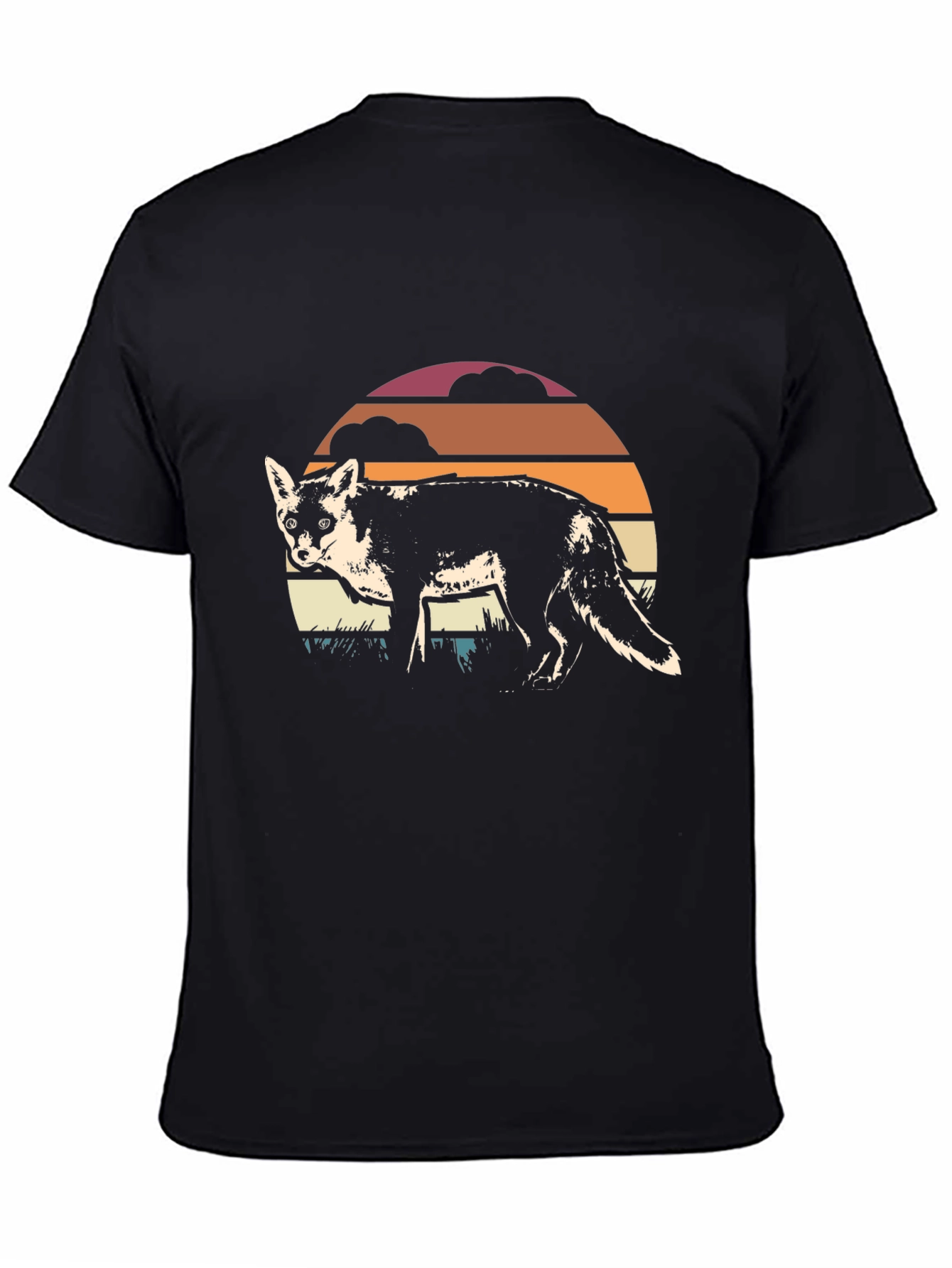 Retro Fox Graphic Tee - Sunset Design