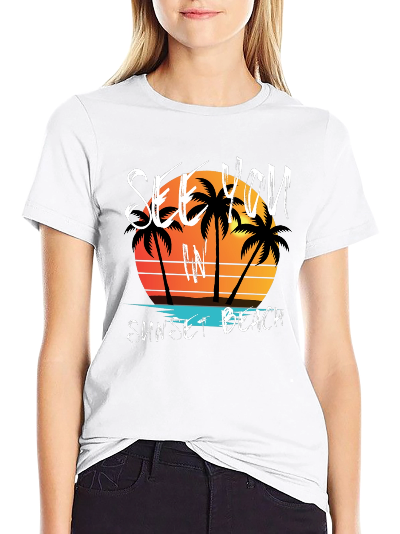 Sunset Beach Graphic Tee - Mens Black T-Shirt