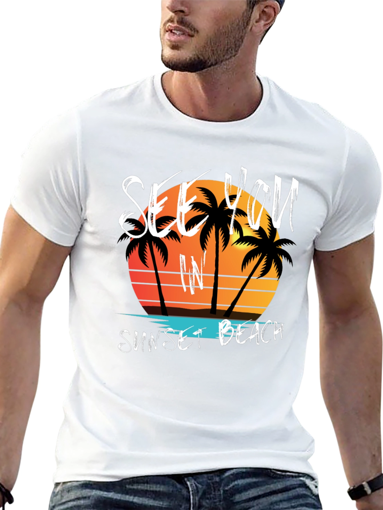 Sunset Beach Graphic Tee - Mens Black T-Shirt