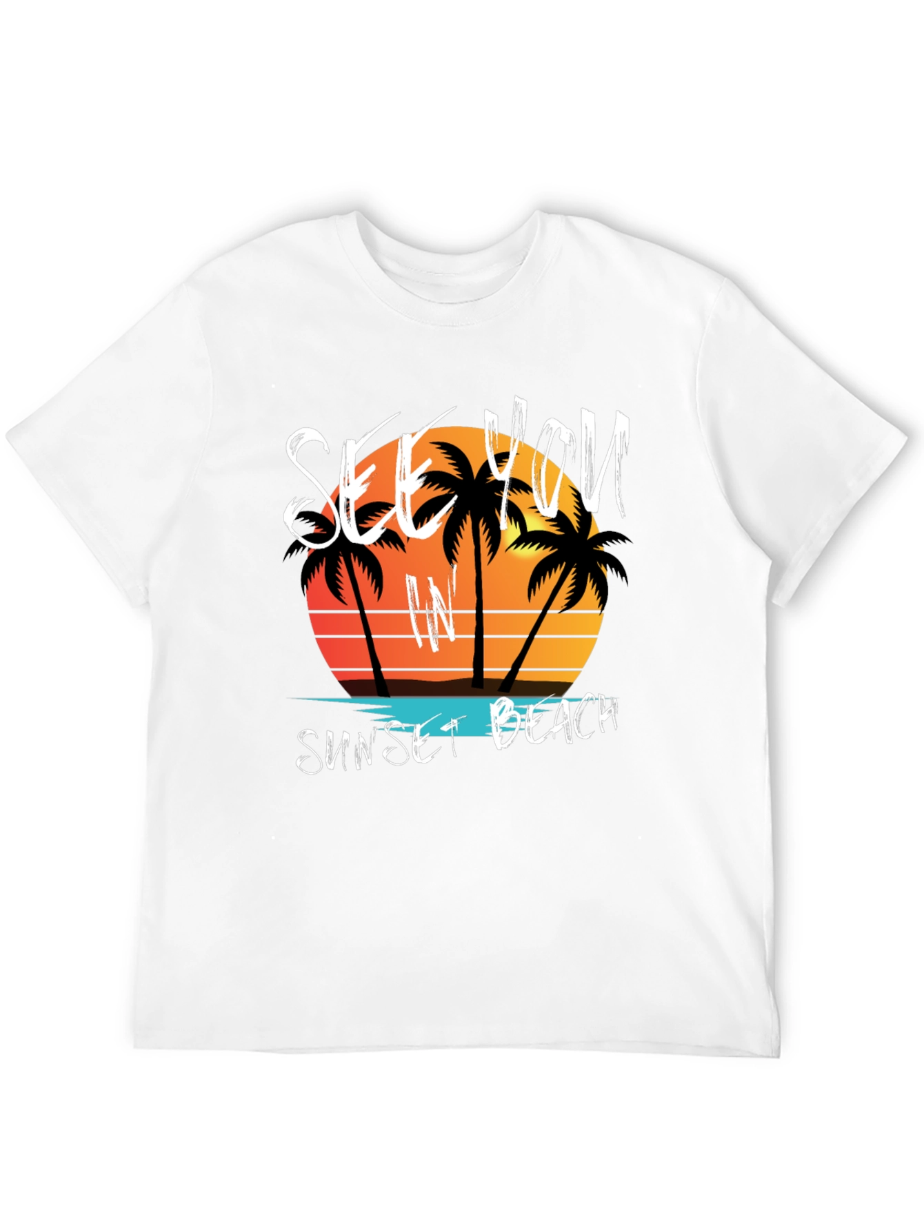 Sunset Beach Graphic Tee - Mens Black T-Shirt