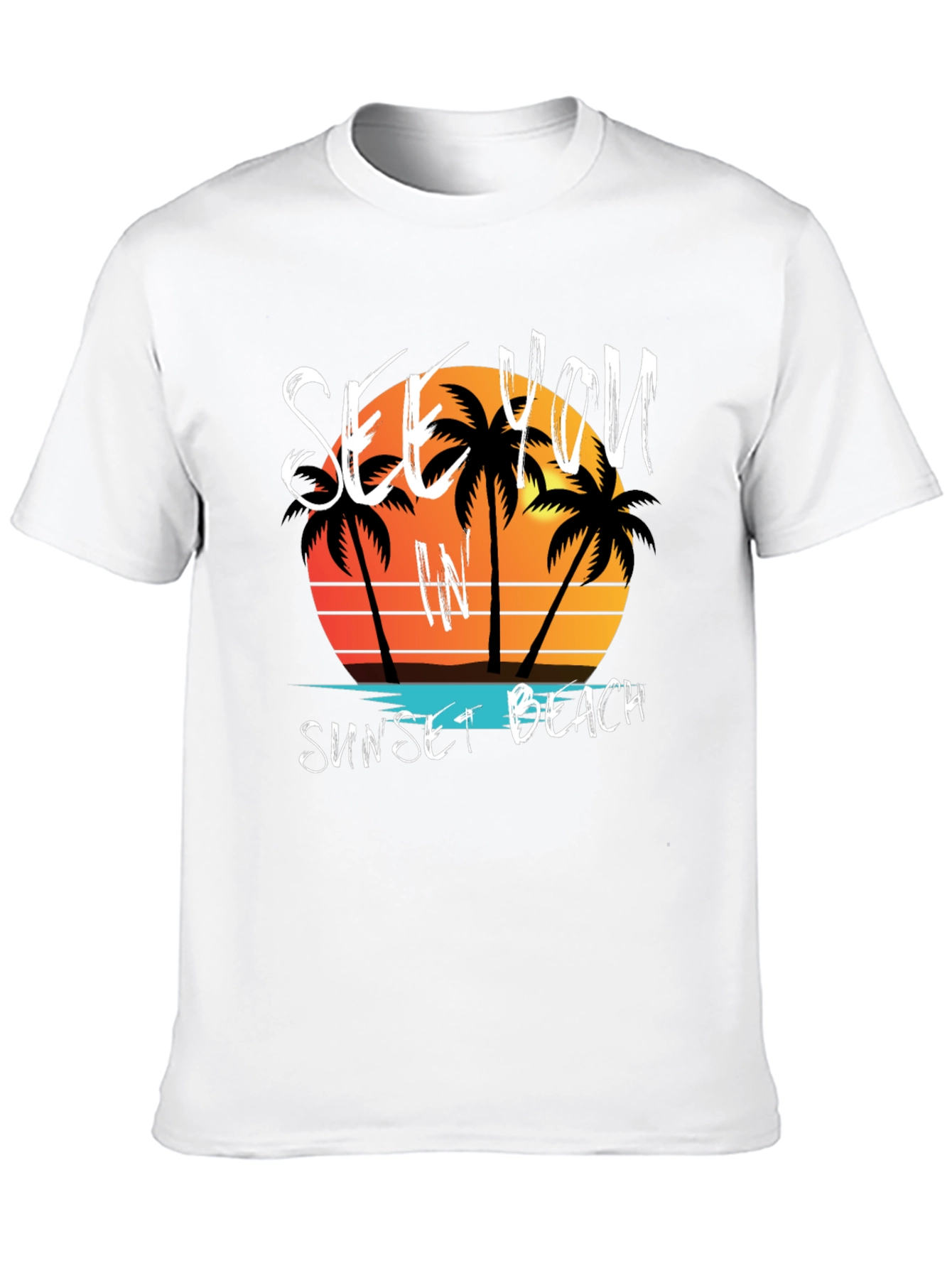 Sunset Beach Graphic Tee - Mens Black T-Shirt