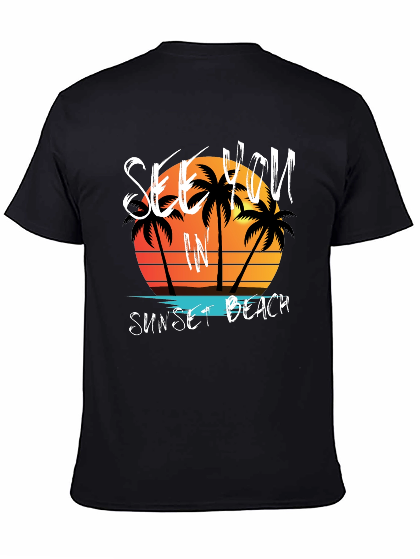 Sunset Beach Graphic Tee - Mens Black T-Shirt