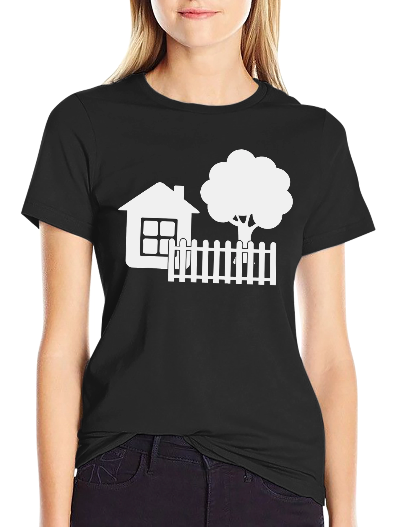 House & Tree Graphic Tee - Black Casual Shirt