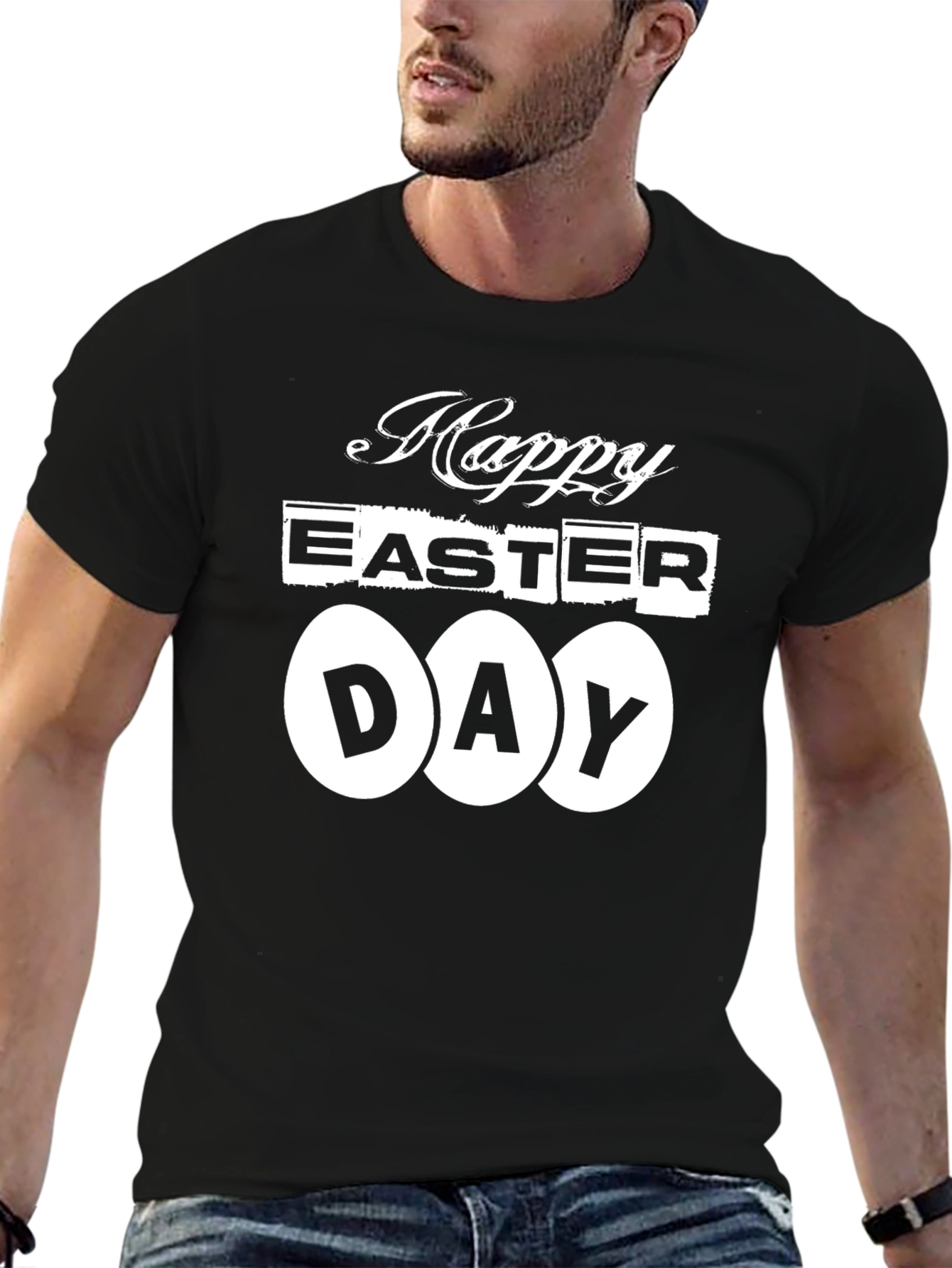 Happy Easter Day T-Shirt - Black Graphic Tee