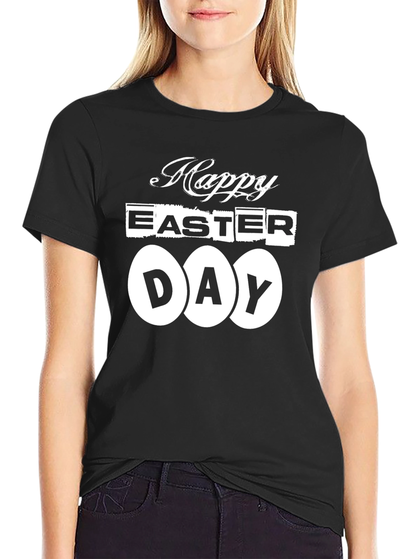 Happy Easter Day T-Shirt - Black Graphic Tee