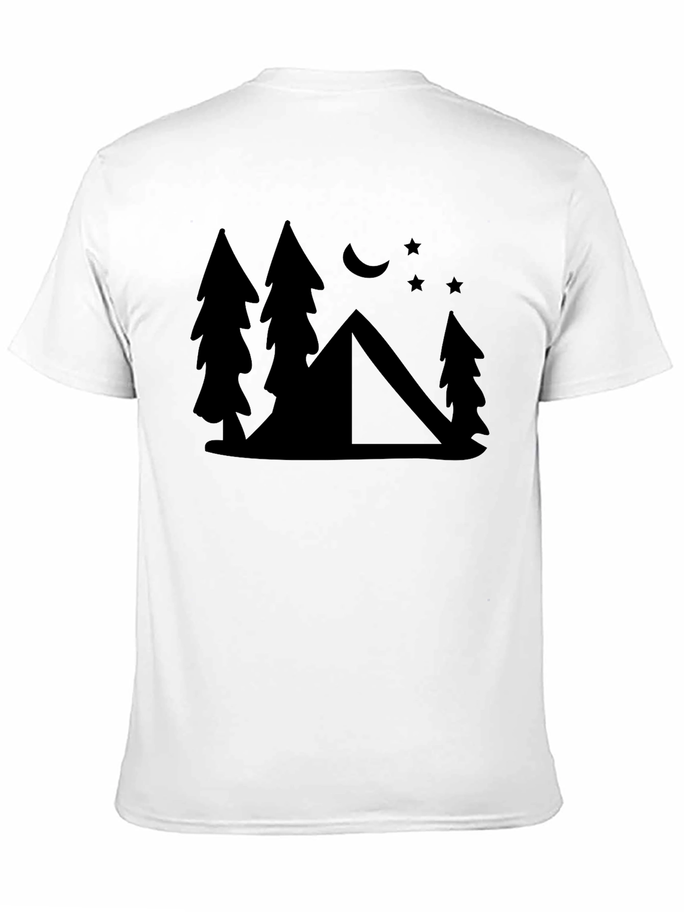 Camping Scene Graphic Tee - Black Cotton