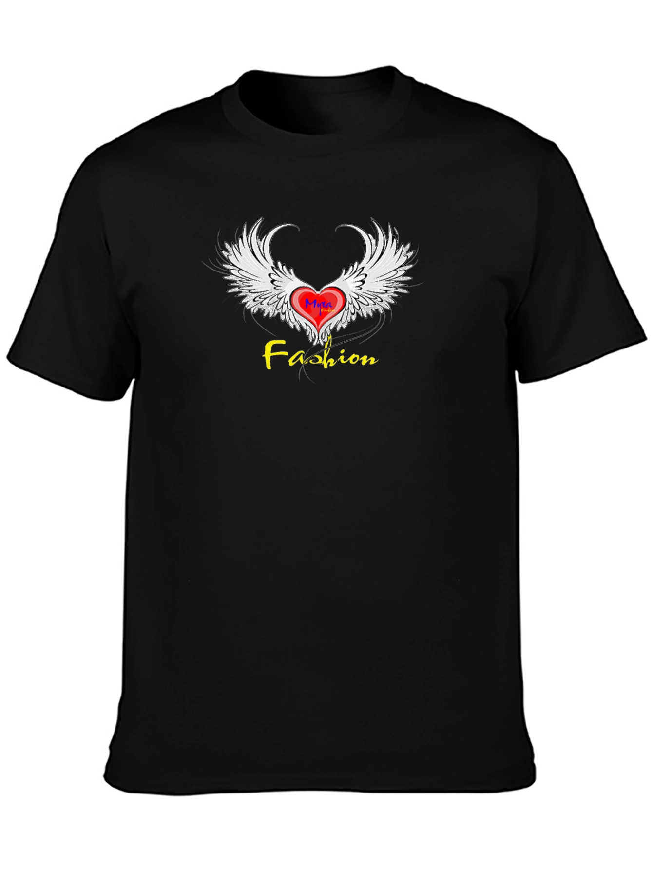 Fashion Wings Heart Graphic Tee - Trendy Black T-Shirt