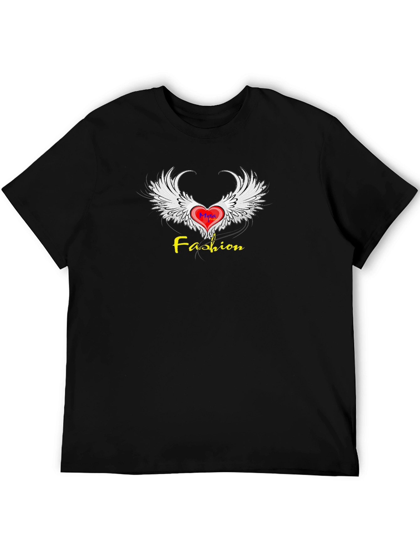 Fashion Wings Heart Graphic Tee - Trendy Black T-Shirt
