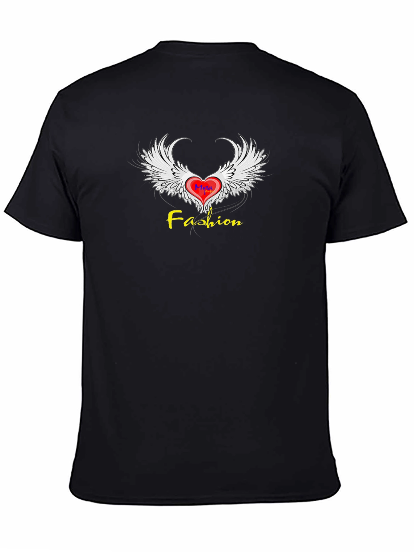 Fashion Wings Heart Graphic Tee - Trendy Black T-Shirt