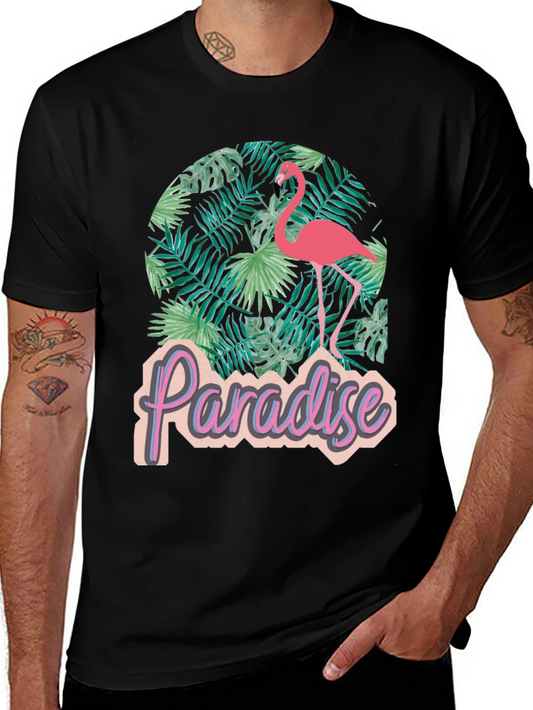 Paradise Flamingo Graphic Tee - Tropical Black T-Shirt