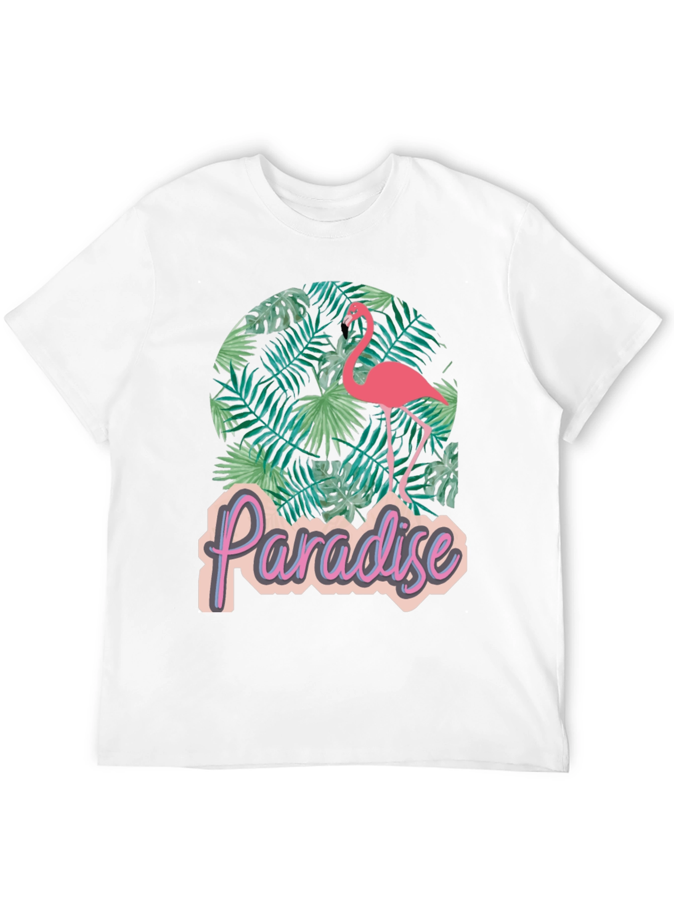Paradise Flamingo Graphic Tee - Tropical Black T-Shirt