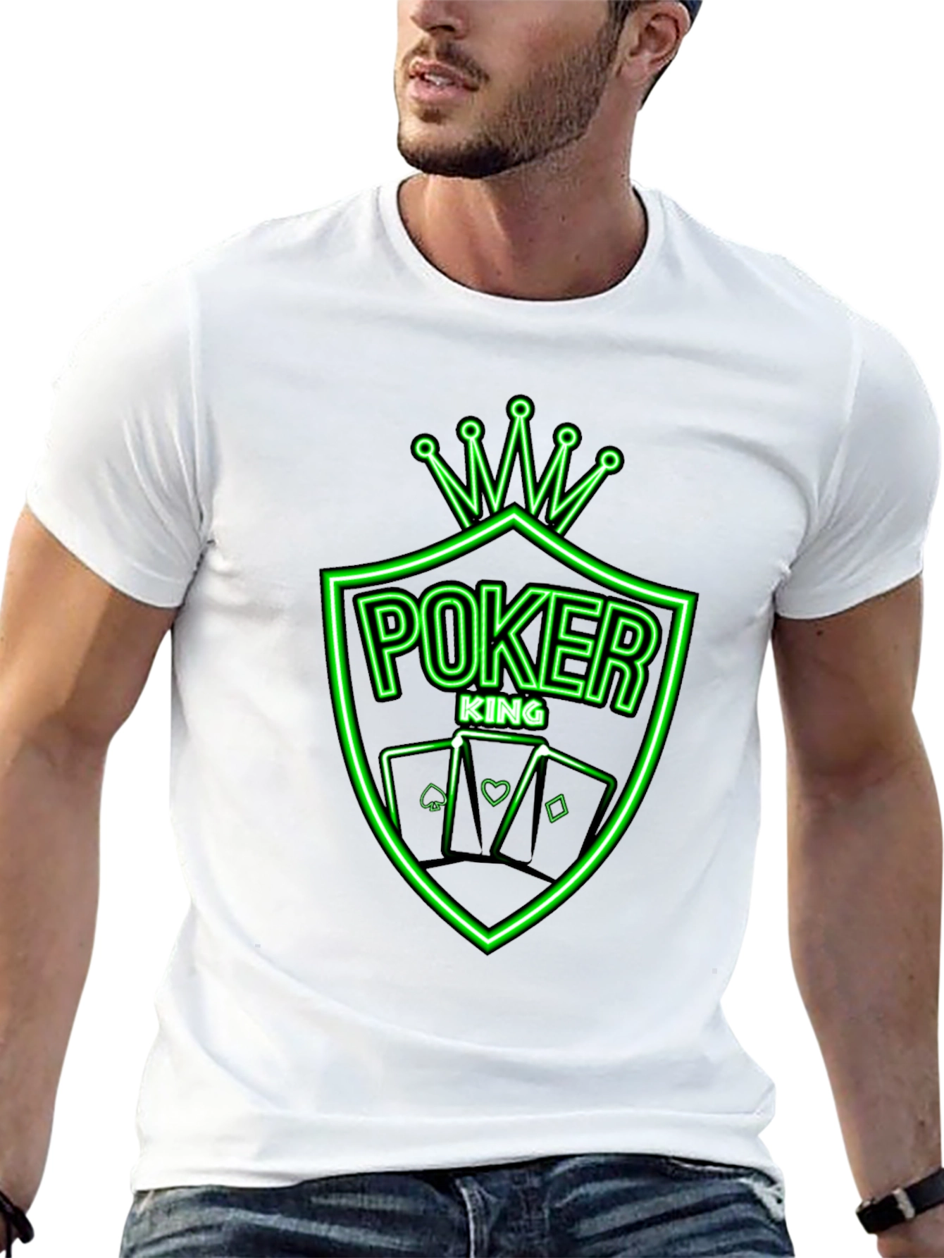 Poker King Neon Graphic Tee - Black