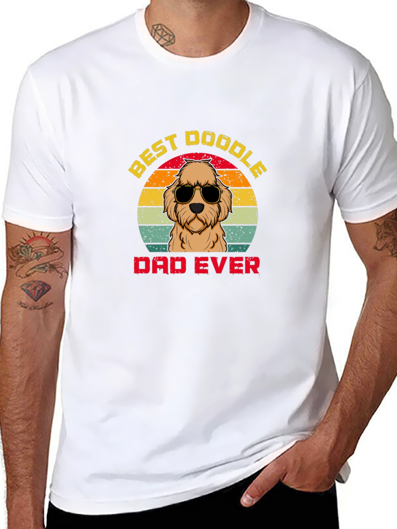 Best Doodle Dad Ever T-Shirt | Retro Dog Tee