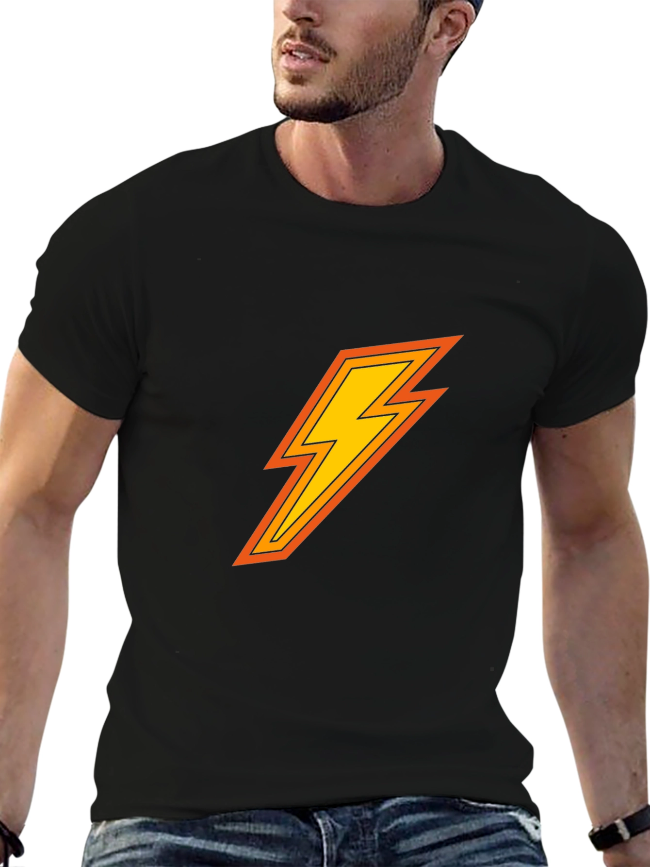 Lightning Bolt Graphic Black T-Shirt
