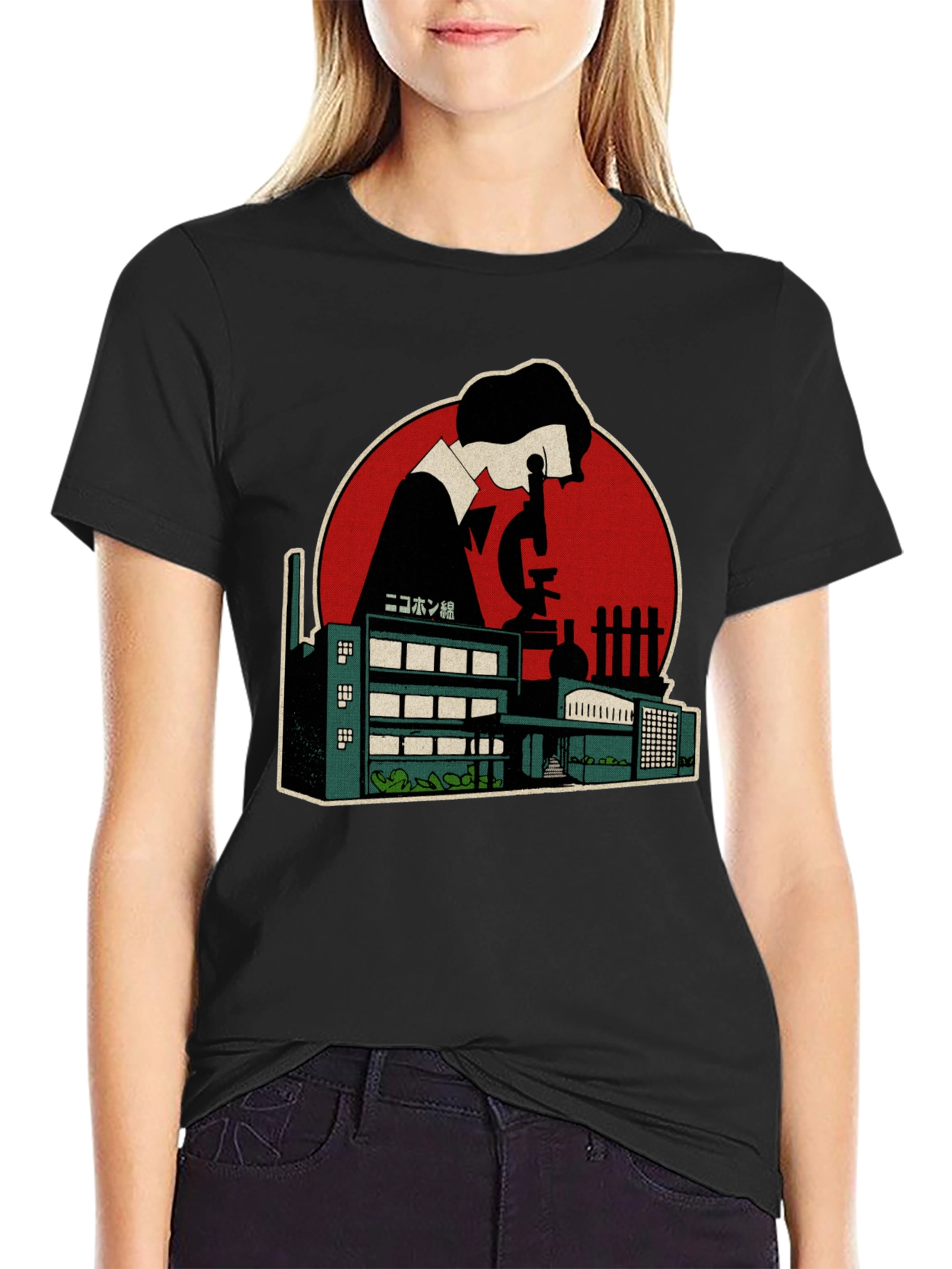 Scientist Factory Graphic Tee - Black Cotton Blend