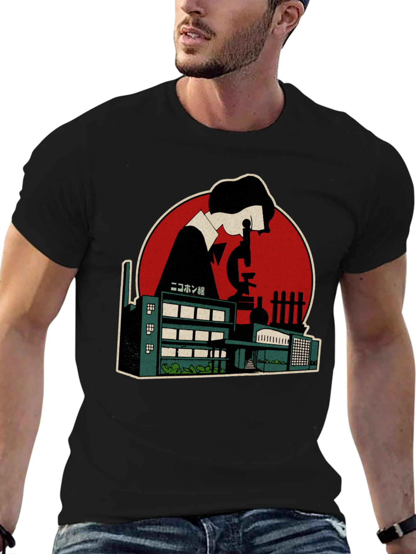 Scientist Factory Graphic Tee - Black Cotton Blend