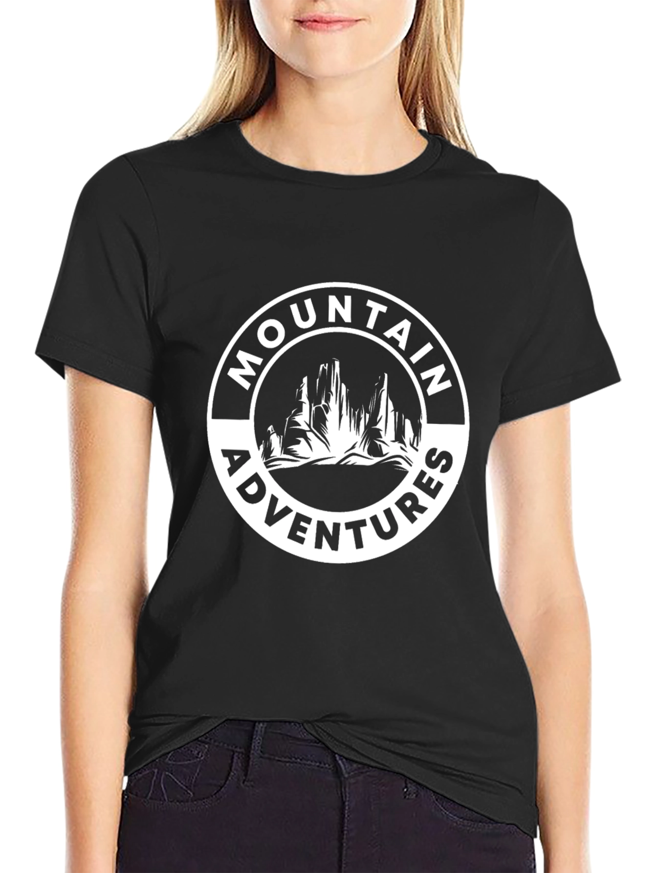 Mountain Adventures Graphic Tee - Black Cotton Blend