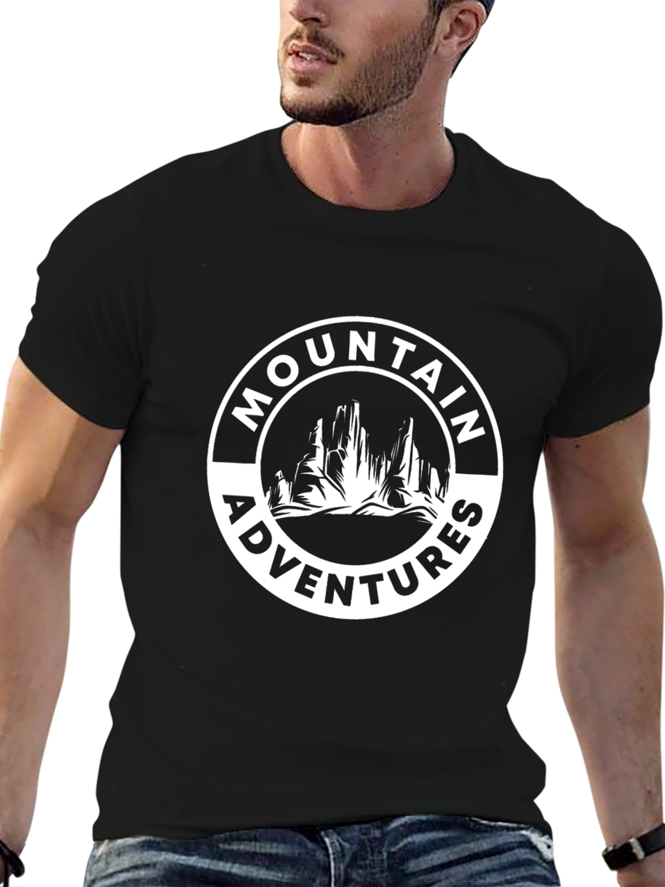 Mountain Adventures Graphic Tee - Black Cotton Blend