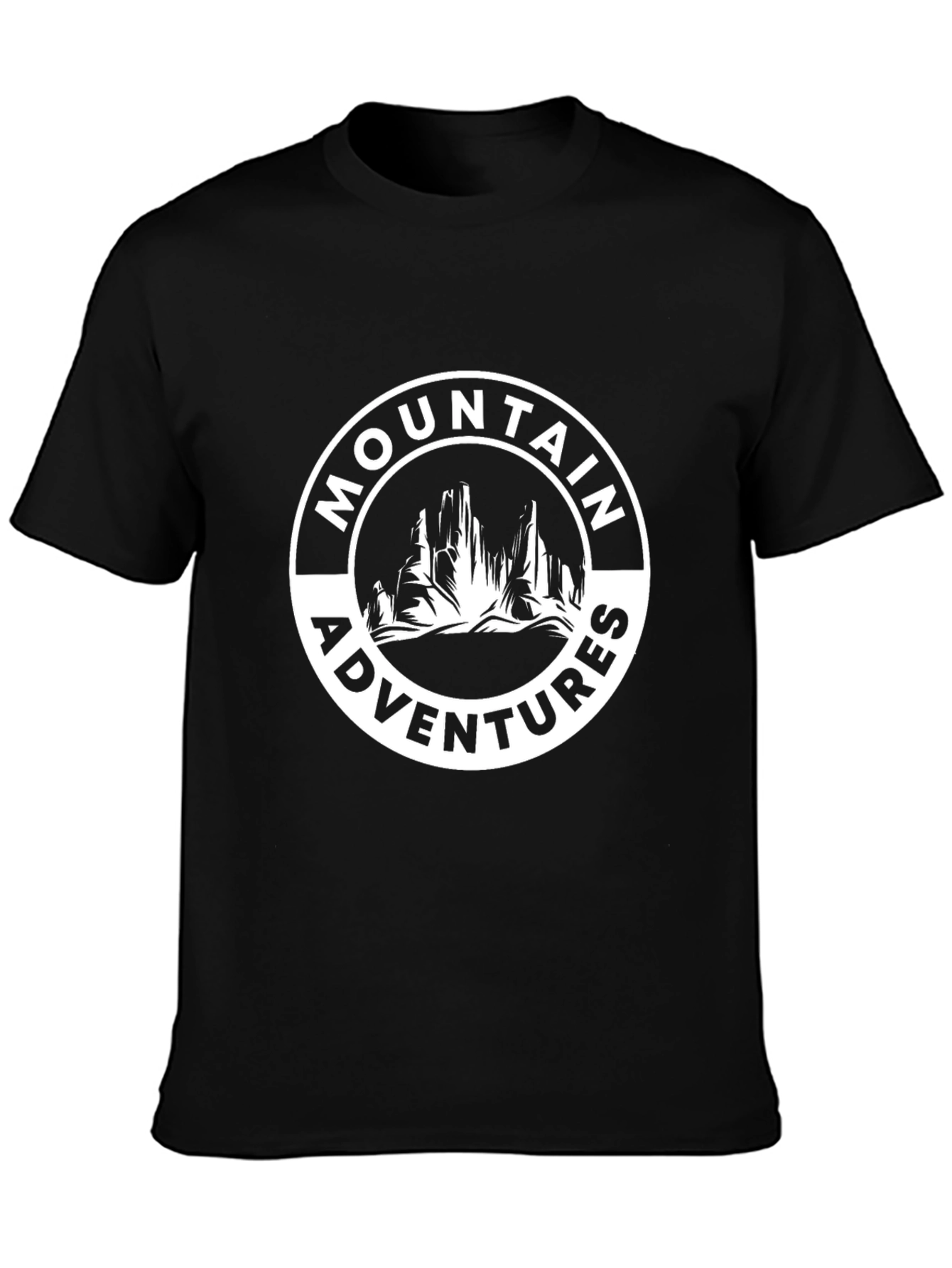 Mountain Adventures Graphic Tee - Black Cotton Blend