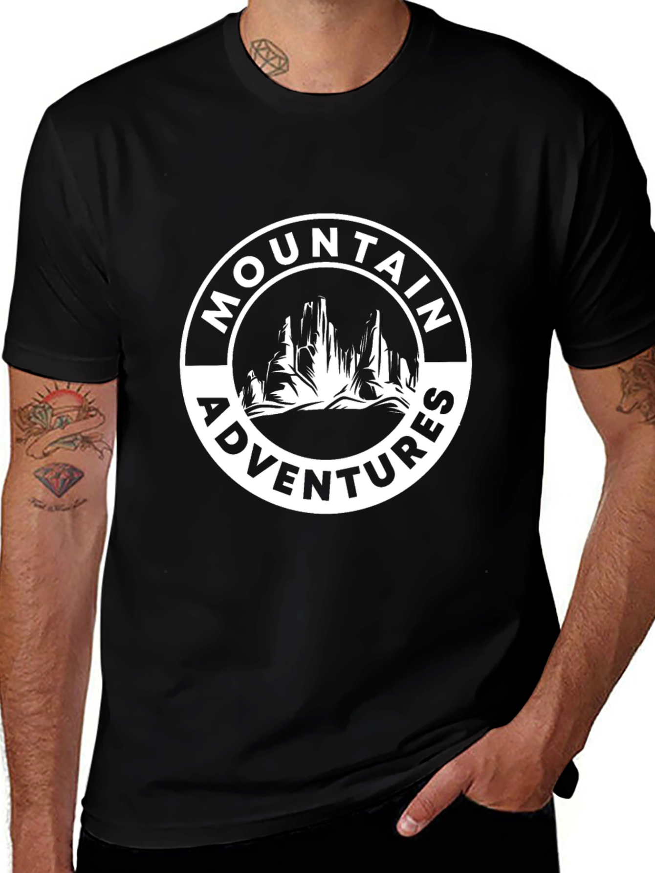 Mountain Adventures Graphic Tee - Black Cotton Blend
